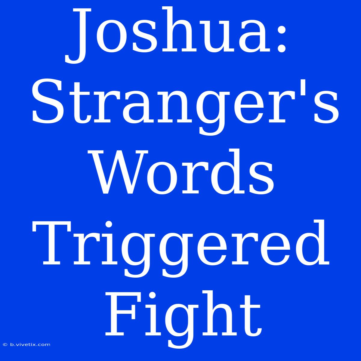 Joshua: Stranger's Words Triggered Fight