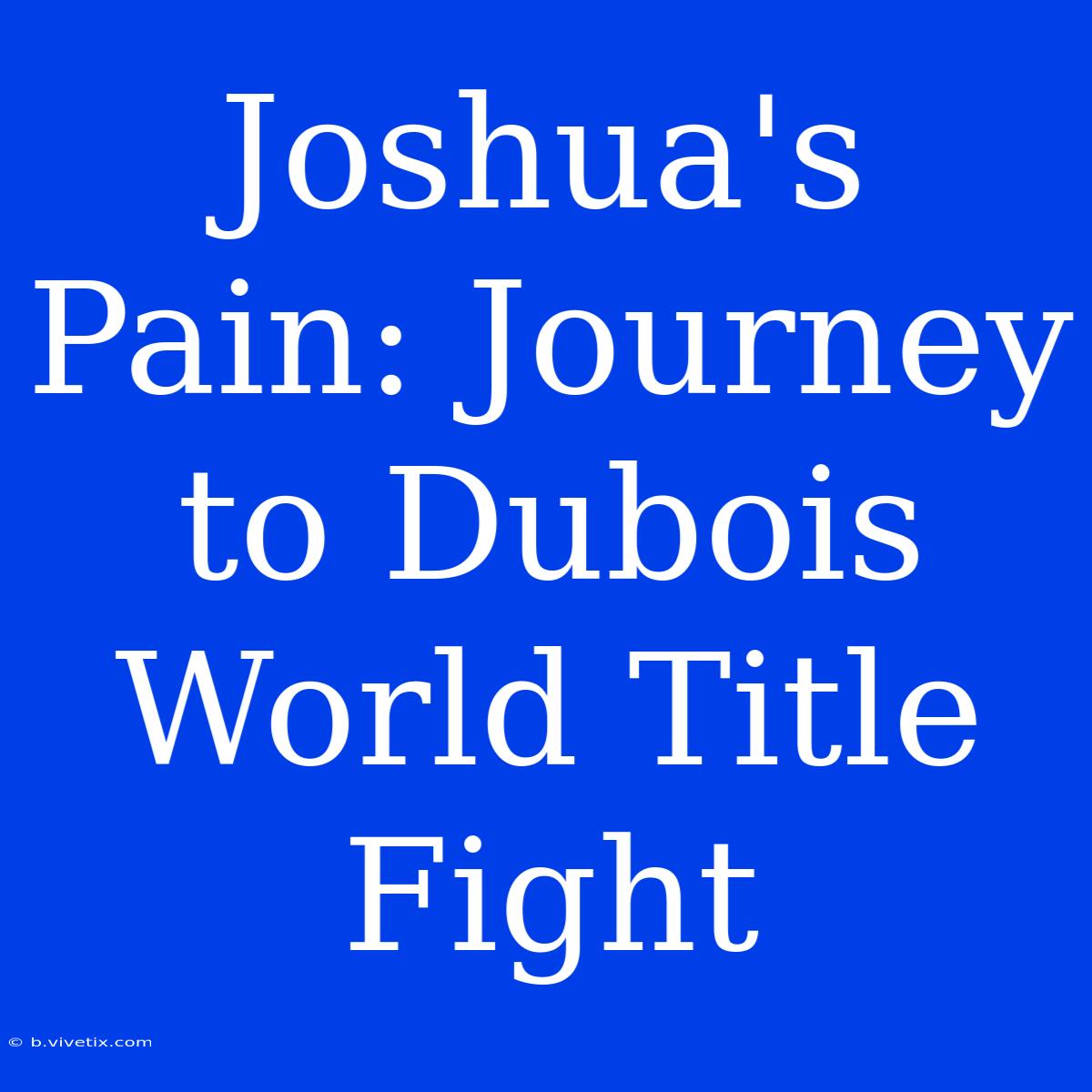 Joshua's Pain: Journey To Dubois World Title Fight