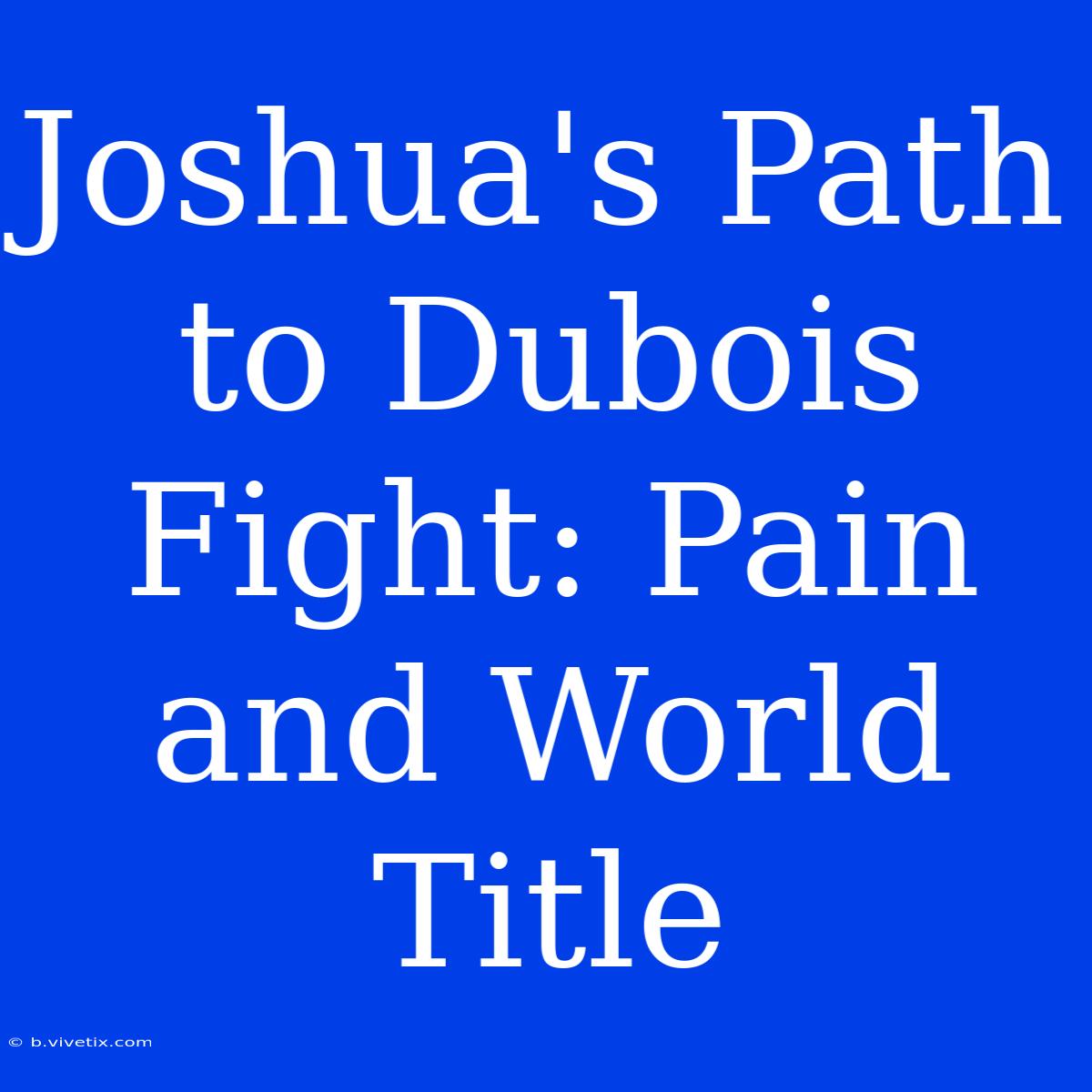 Joshua's Path To Dubois Fight: Pain And World Title