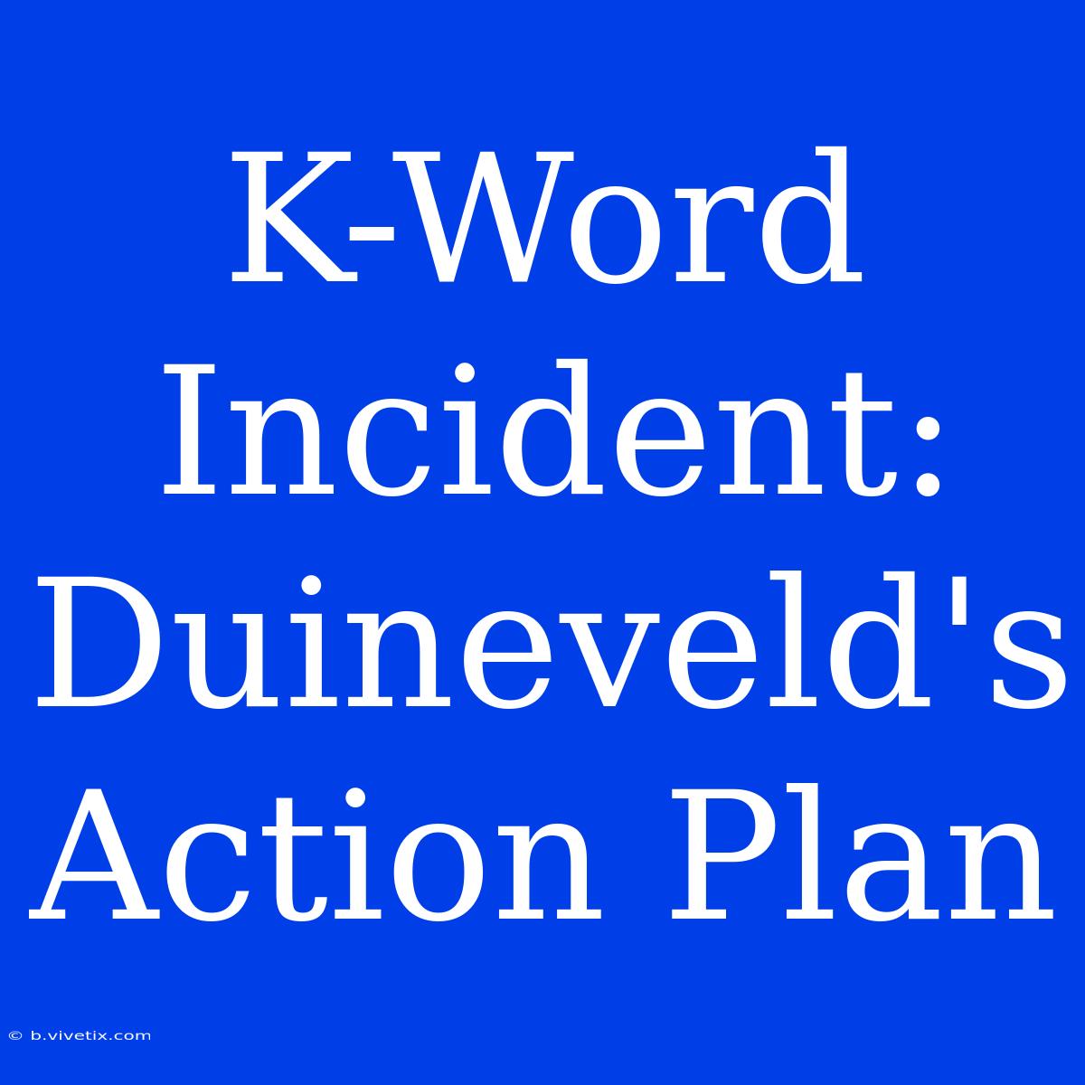 K-Word Incident: Duineveld's Action Plan