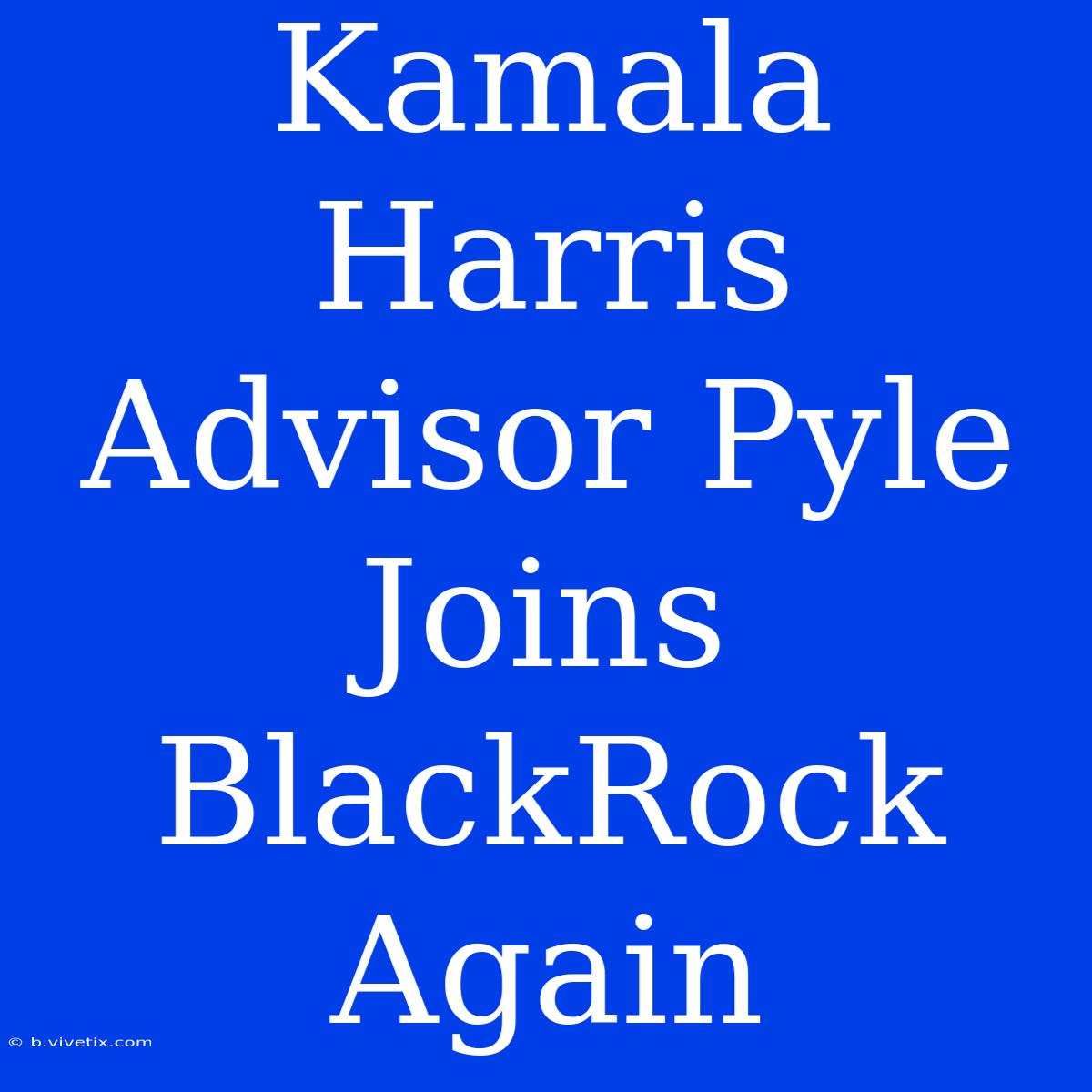 Kamala Harris Advisor Pyle Joins BlackRock Again 