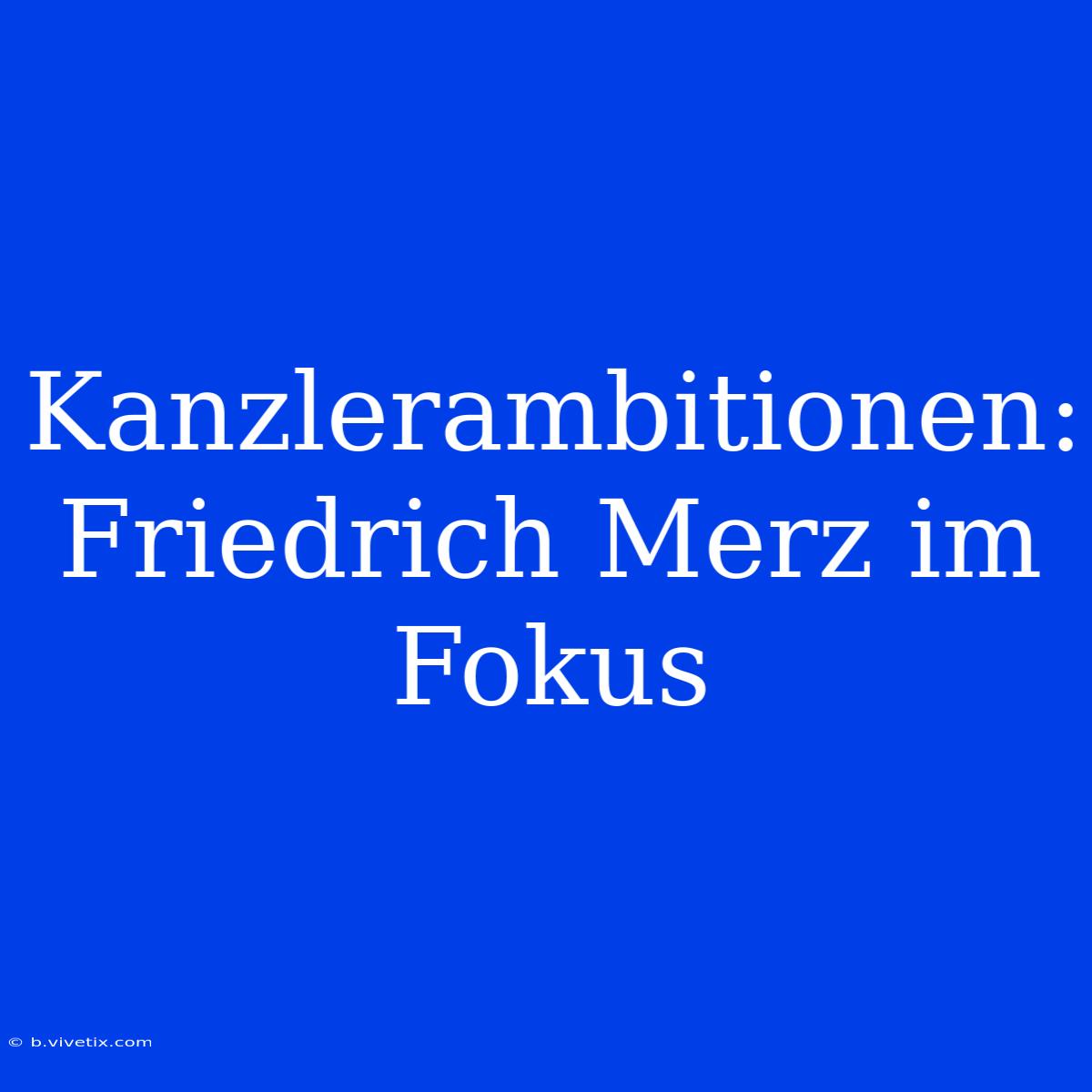 Kanzlerambitionen: Friedrich Merz Im Fokus