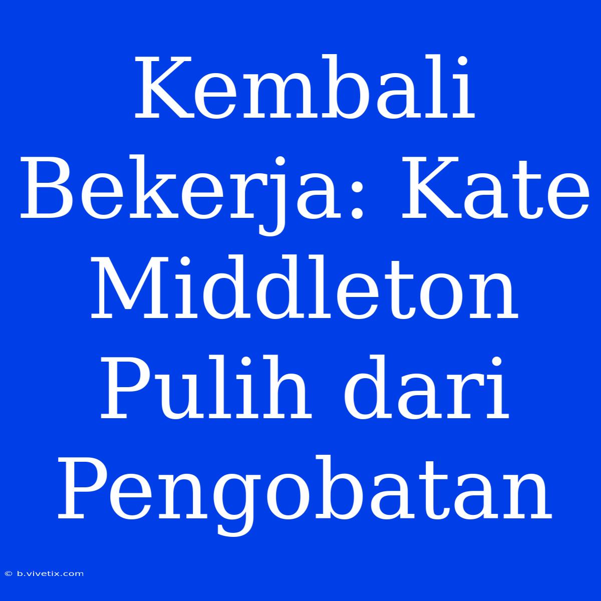 Kembali Bekerja: Kate Middleton Pulih Dari Pengobatan