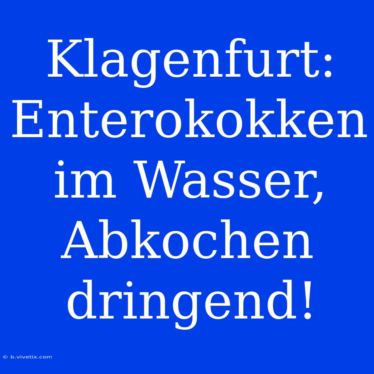 Klagenfurt: Enterokokken Im Wasser, Abkochen Dringend!