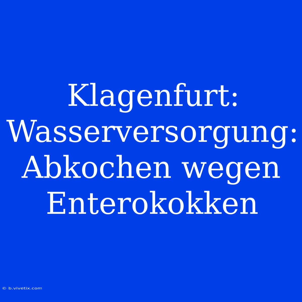 Klagenfurt: Wasserversorgung: Abkochen Wegen Enterokokken