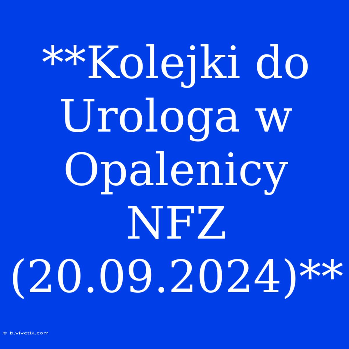 **Kolejki Do Urologa W Opalenicy NFZ (20.09.2024)**