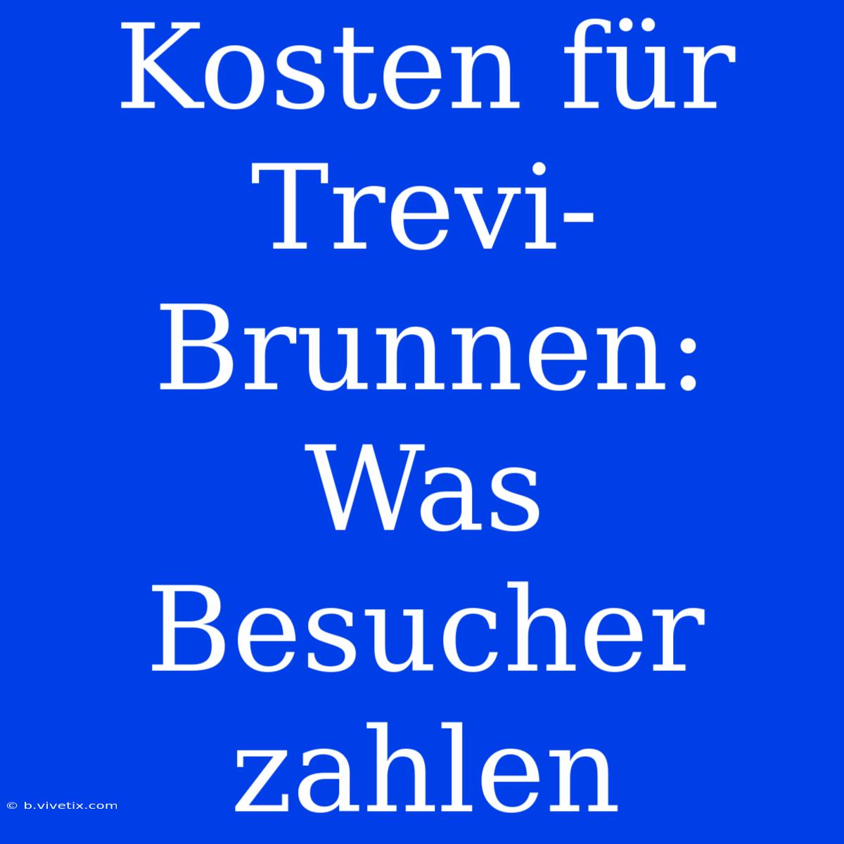 Kosten Für Trevi-Brunnen: Was Besucher Zahlen