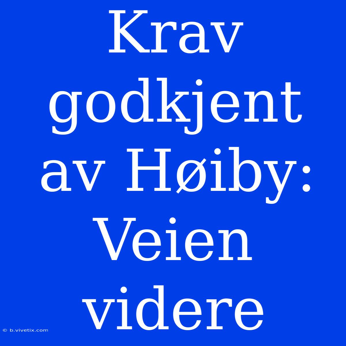 Krav Godkjent Av Høiby: Veien Videre