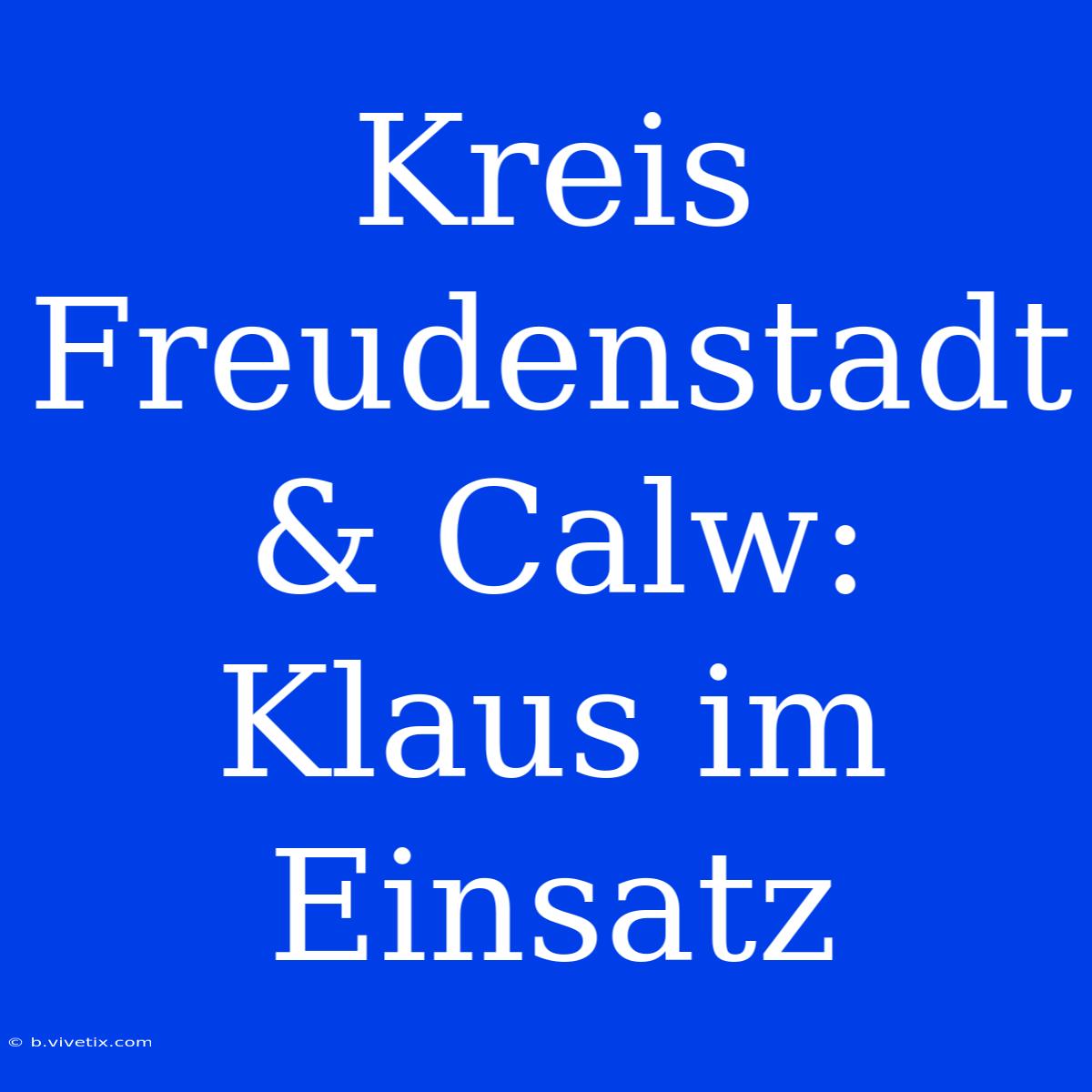 Kreis Freudenstadt & Calw: Klaus Im Einsatz