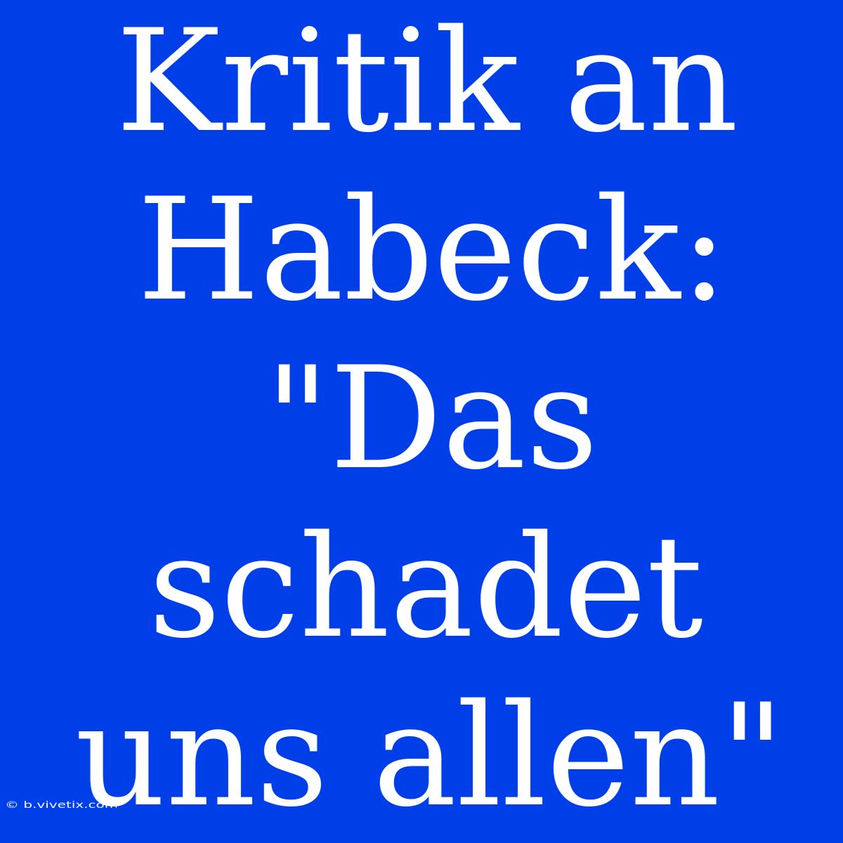 Kritik An Habeck: 