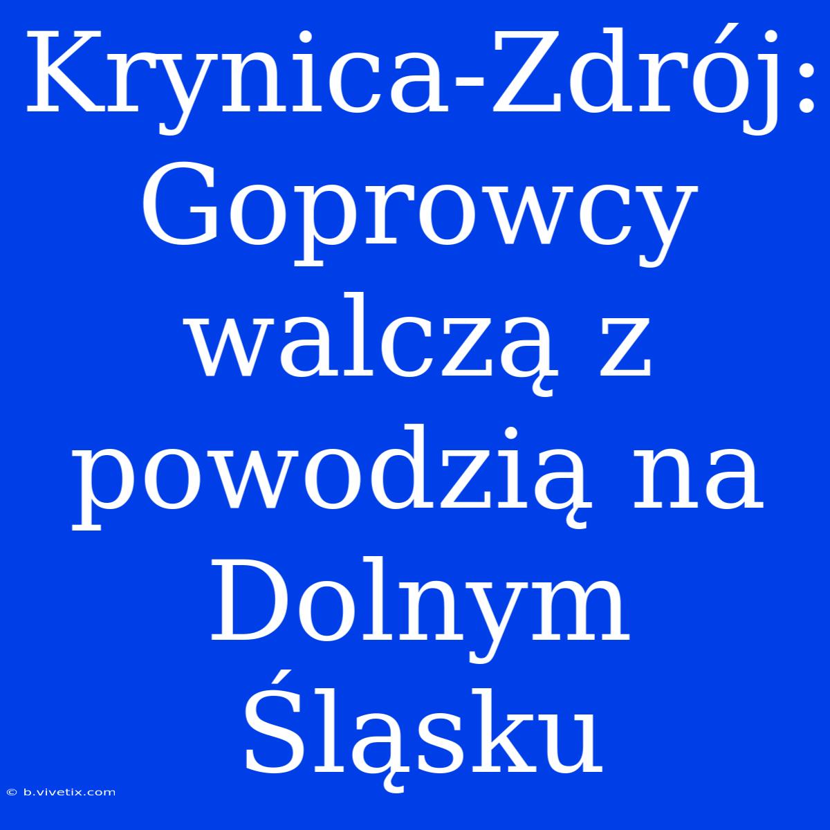 Krynica-Zdrój: Goprowcy Walczą Z Powodzią Na Dolnym Śląsku