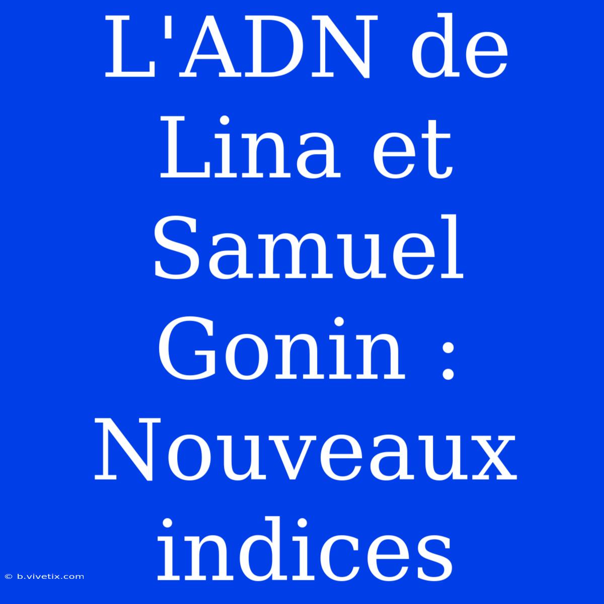 L'ADN De Lina Et Samuel Gonin : Nouveaux Indices