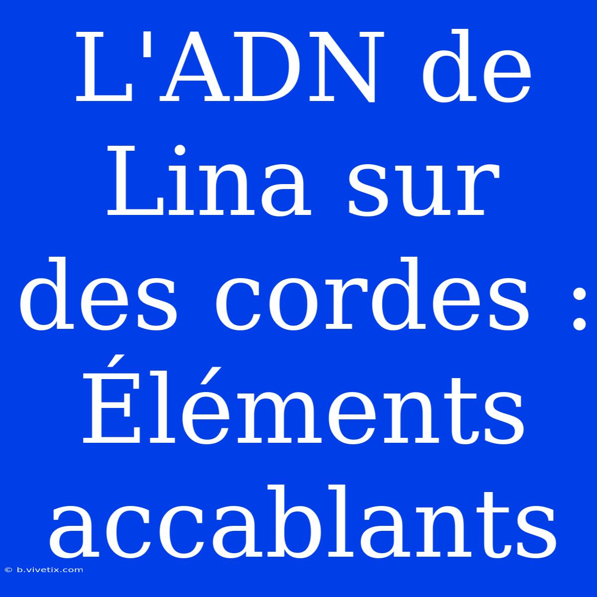 L'ADN De Lina Sur Des Cordes : Éléments Accablants