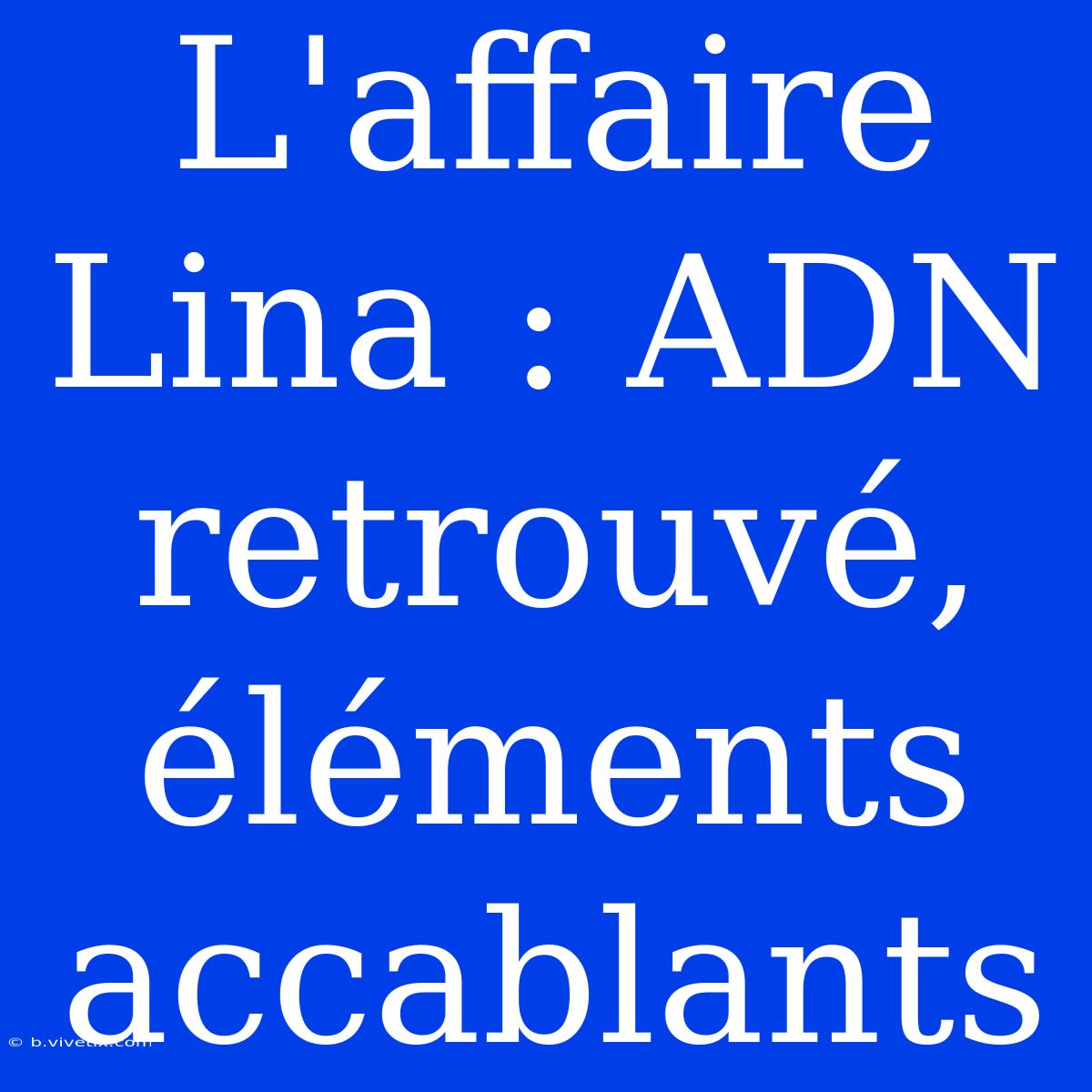 L'affaire Lina : ADN Retrouvé, Éléments Accablants 