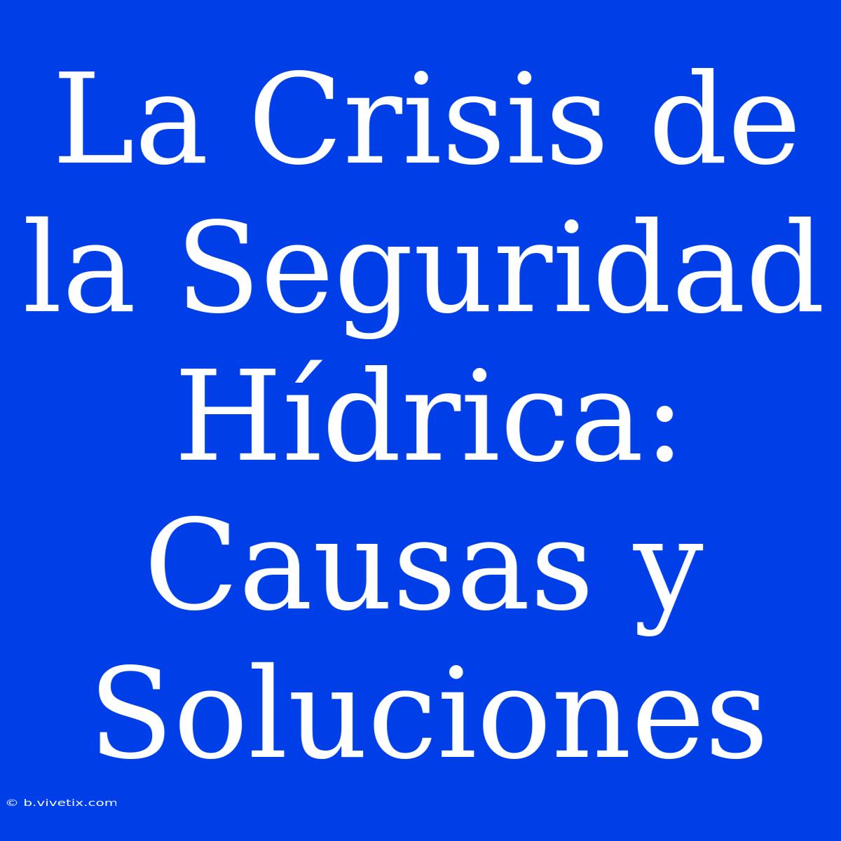 La Crisis De La Seguridad Hídrica: Causas Y Soluciones