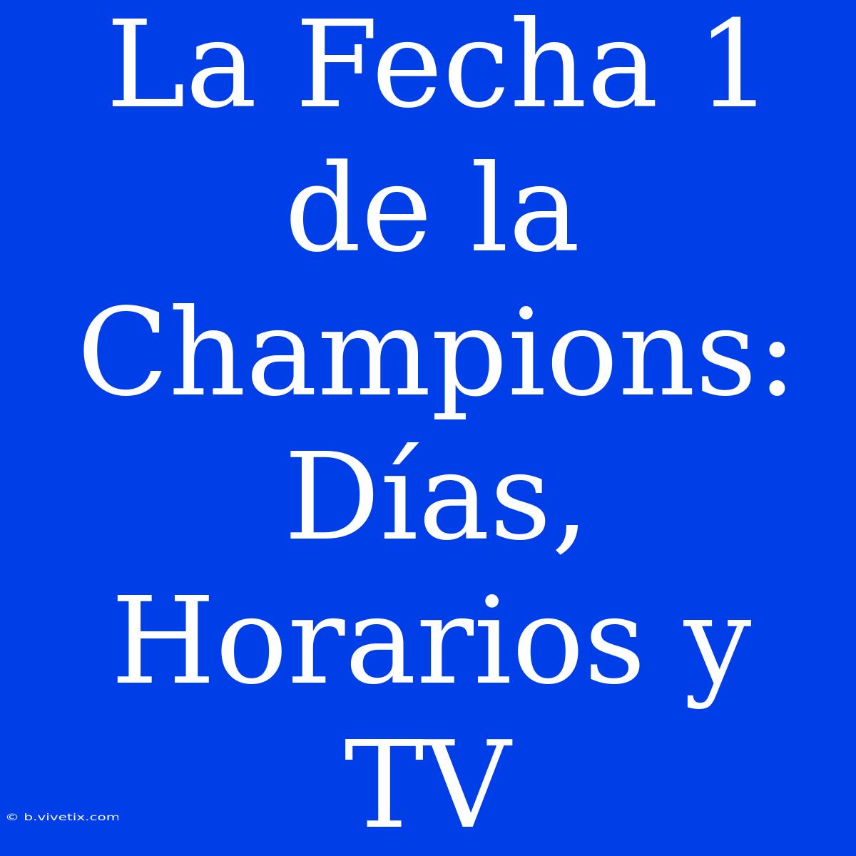 La Fecha 1 De La Champions: Días, Horarios Y TV