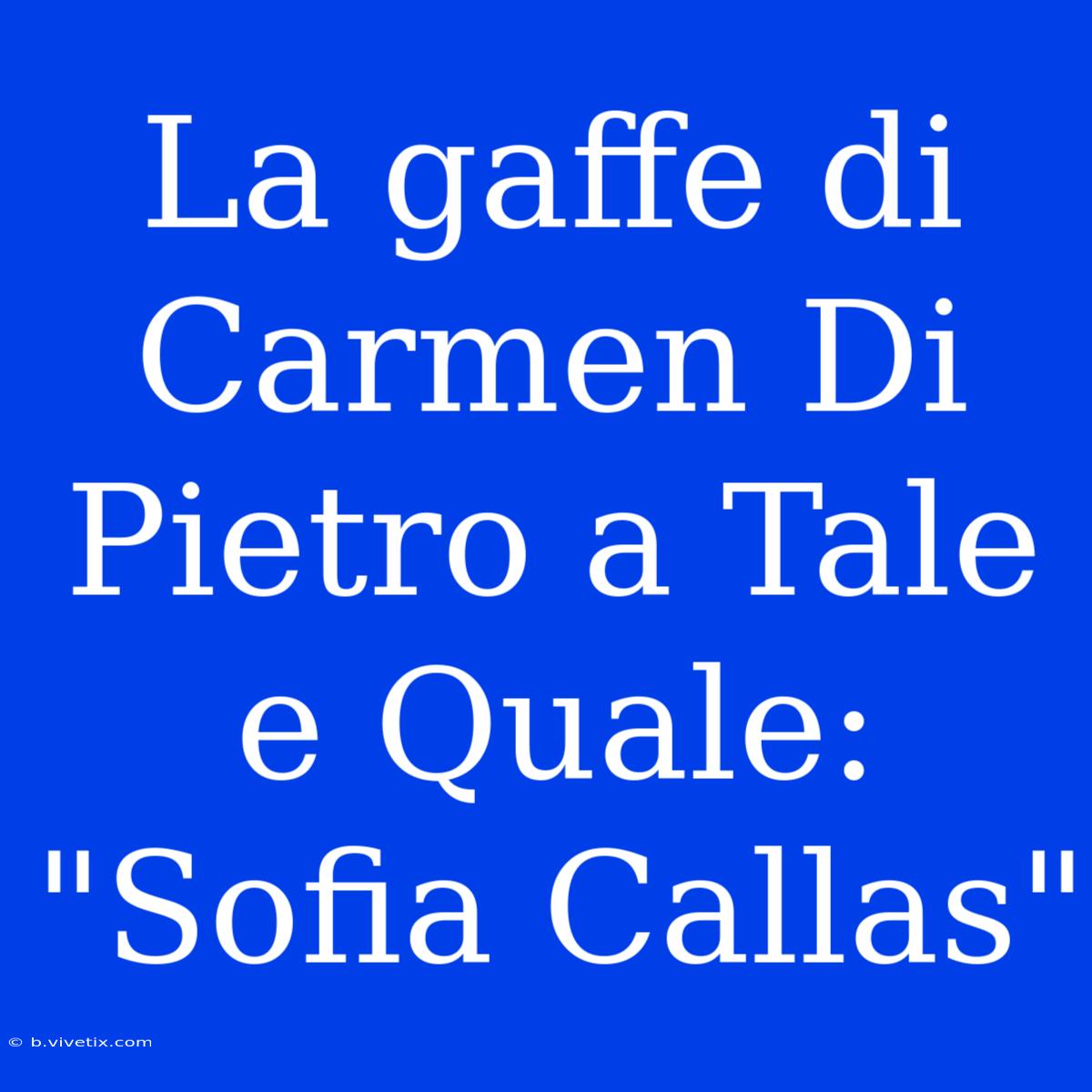 La Gaffe Di Carmen Di Pietro A Tale E Quale: 