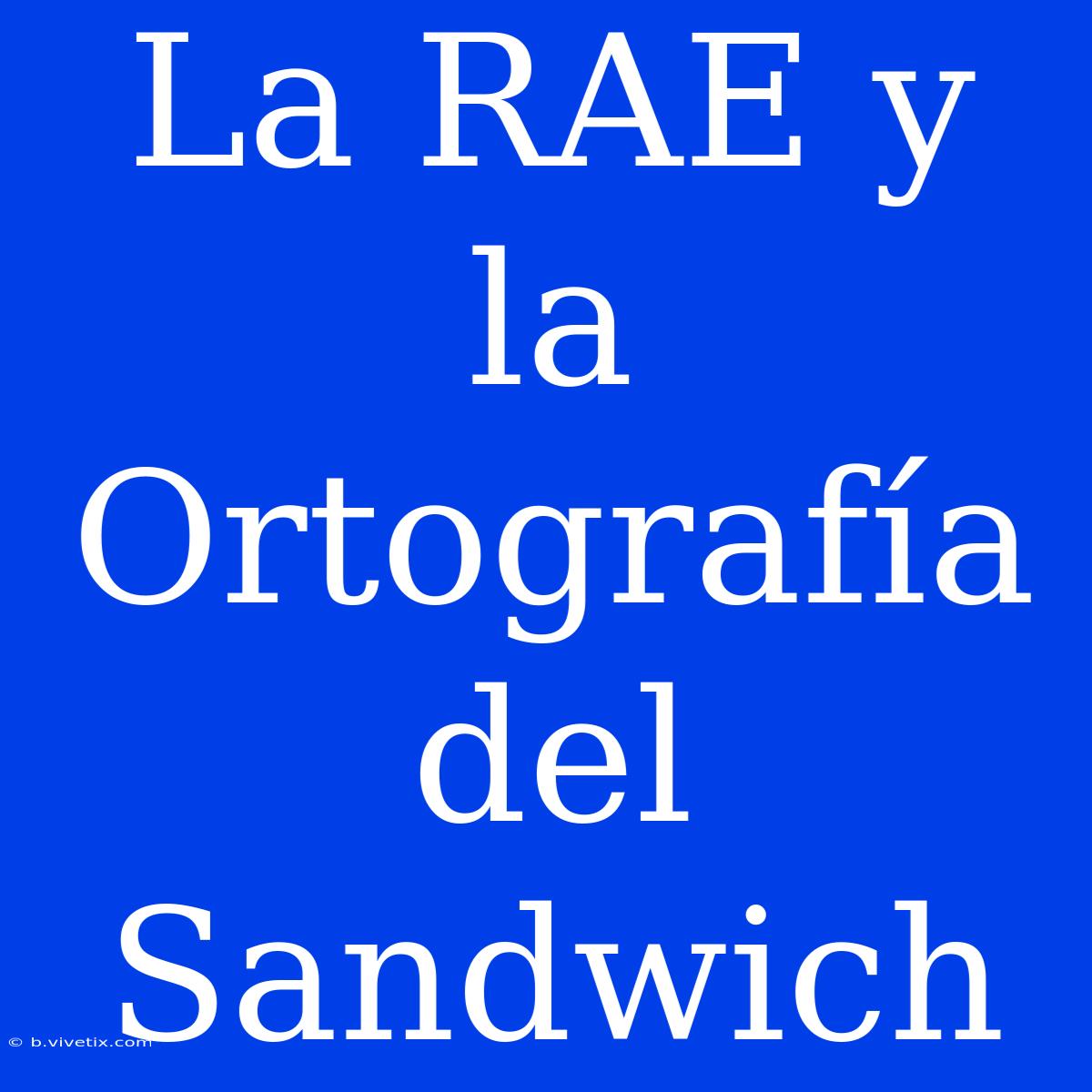 La RAE Y La Ortografía Del Sandwich