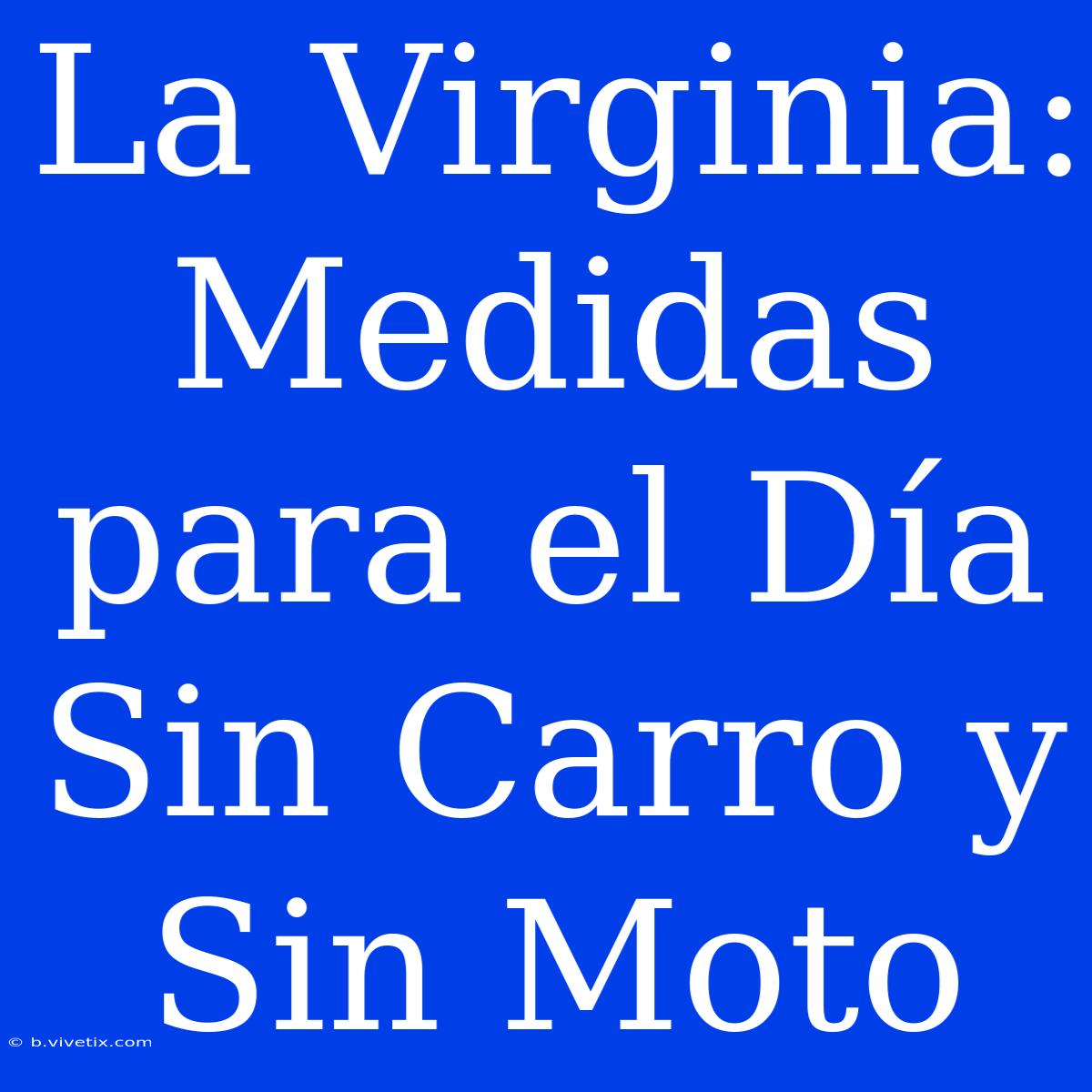 La Virginia: Medidas Para El Día Sin Carro Y Sin Moto