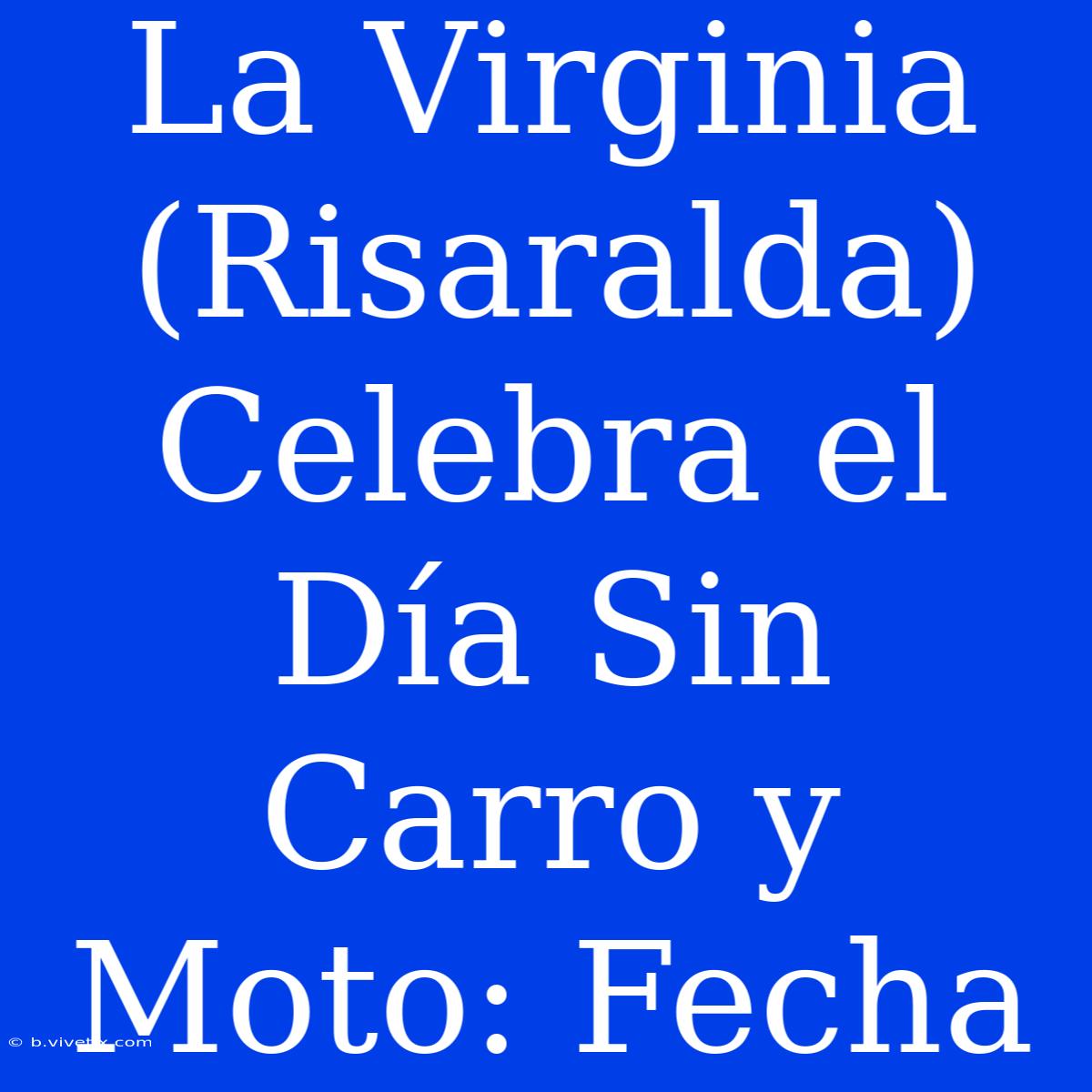 La Virginia (Risaralda) Celebra El Día Sin Carro Y Moto: Fecha