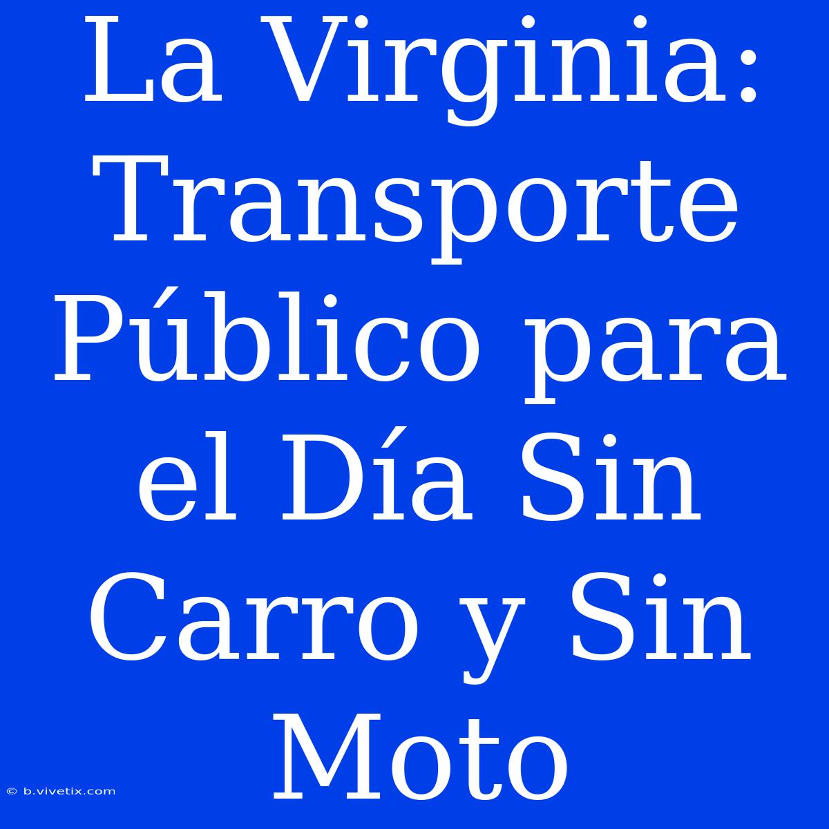 La Virginia: Transporte Público Para El Día Sin Carro Y Sin Moto