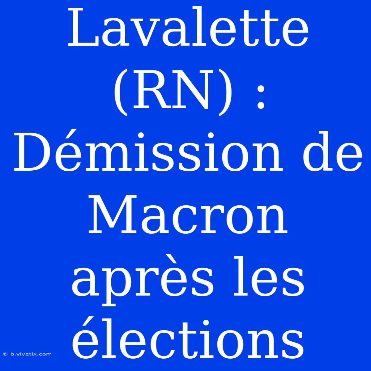 Lavalette (RN) : Démission De Macron Après Les Élections