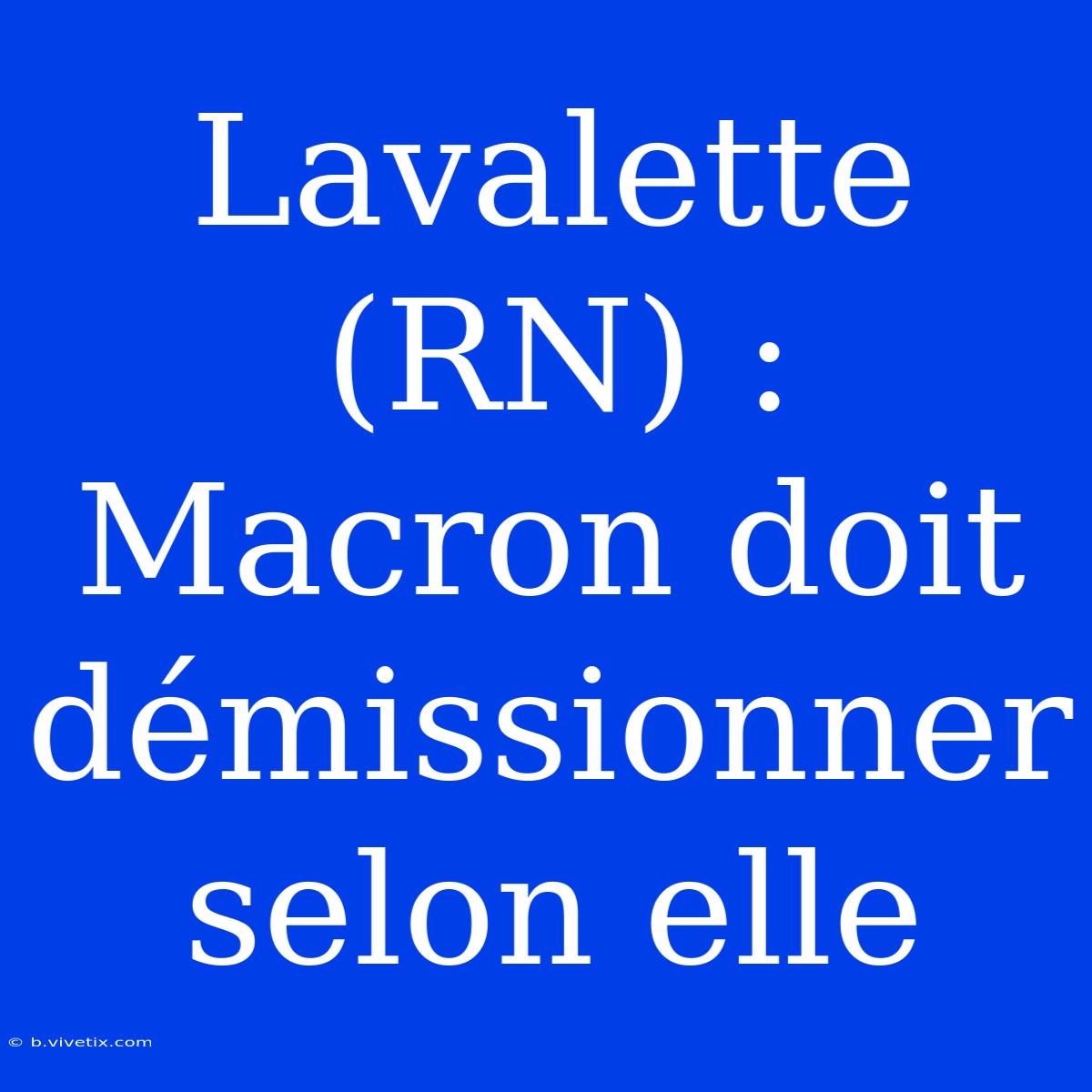 Lavalette (RN) : Macron Doit Démissionner Selon Elle 