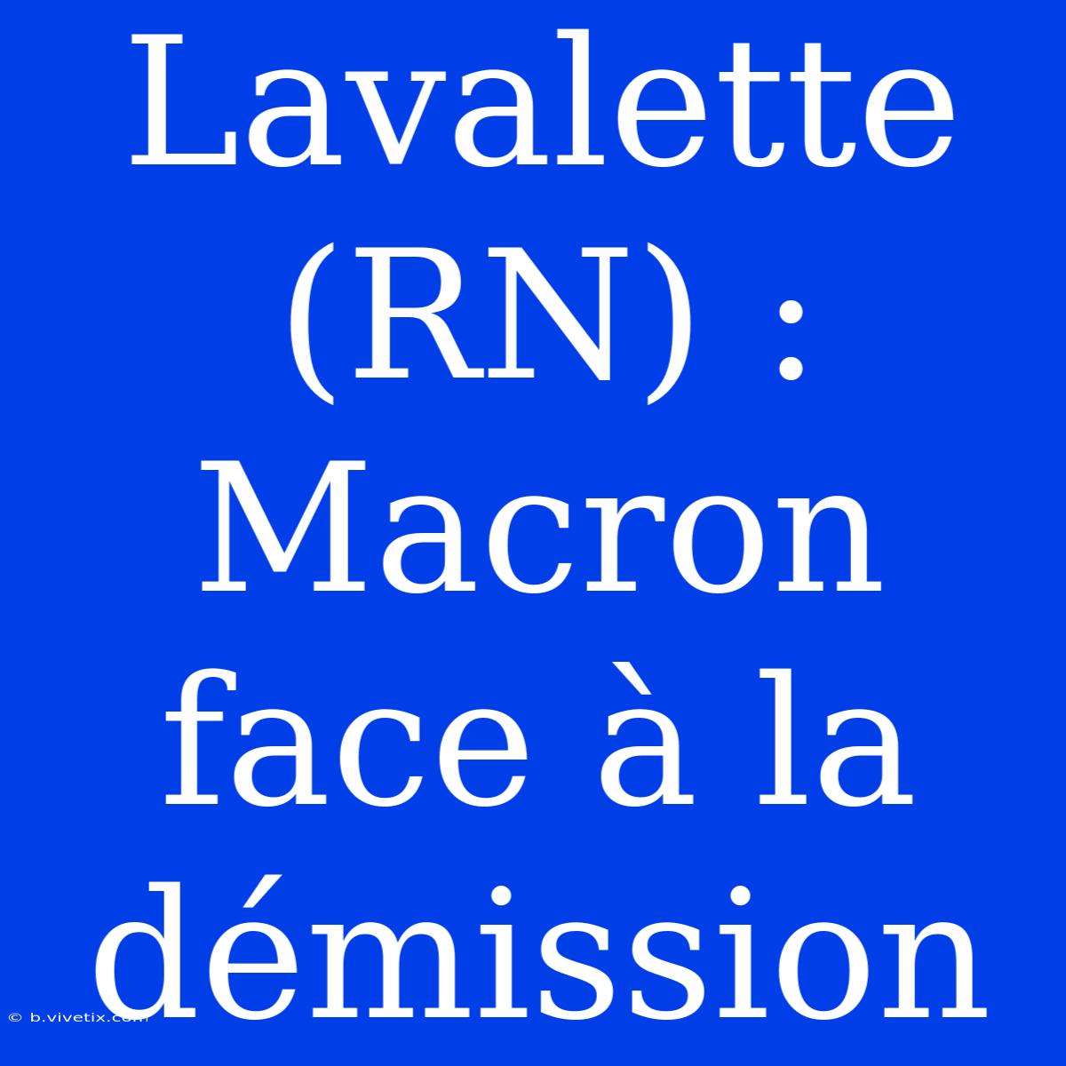 Lavalette (RN) : Macron Face À La Démission