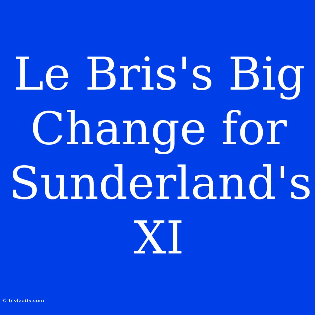 Le Bris's Big Change For Sunderland's XI