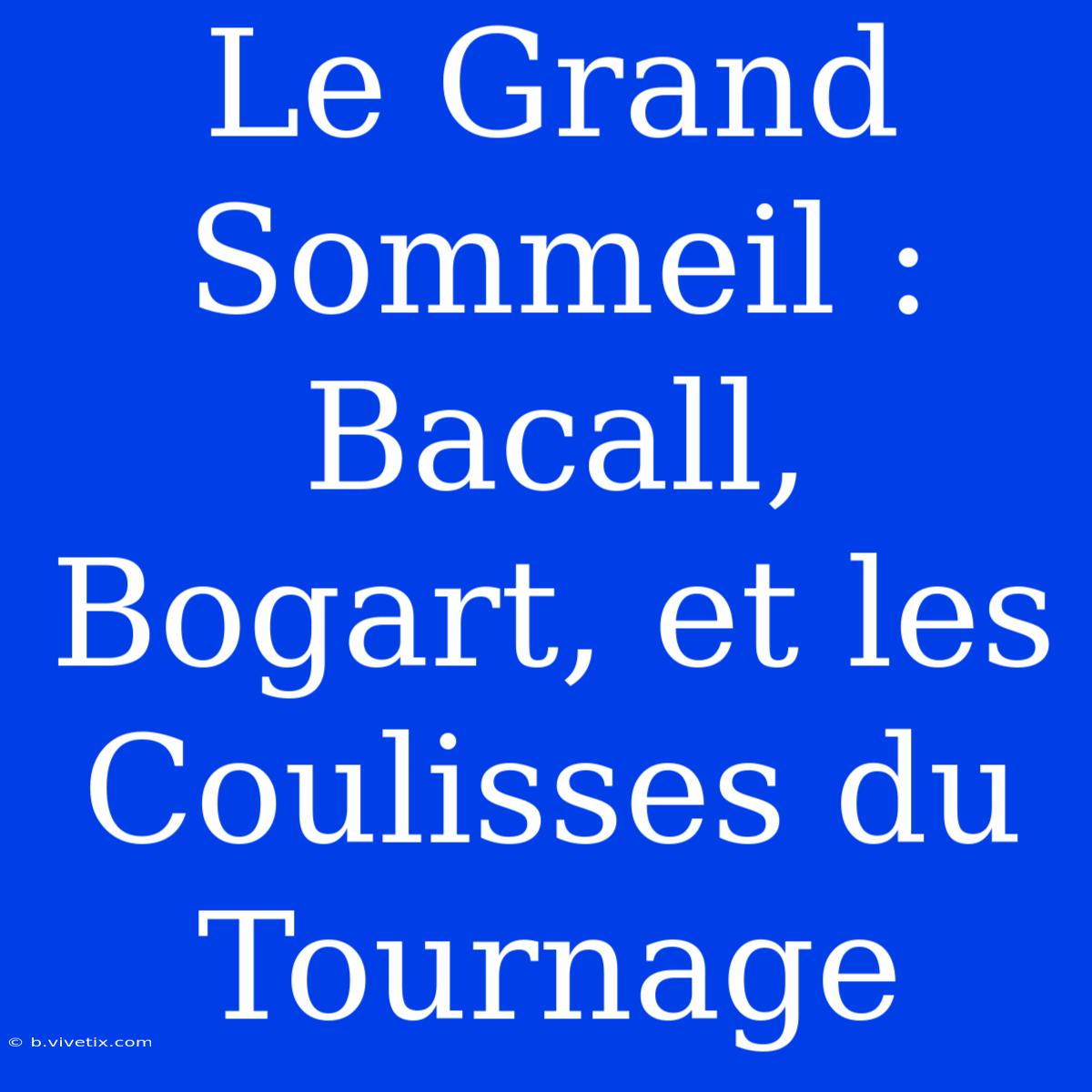 Le Grand Sommeil : Bacall, Bogart, Et Les Coulisses Du Tournage