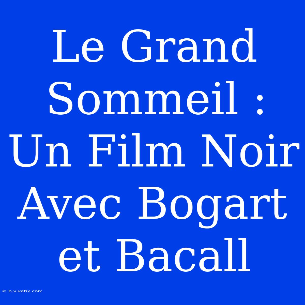 Le Grand Sommeil : Un Film Noir Avec Bogart Et Bacall