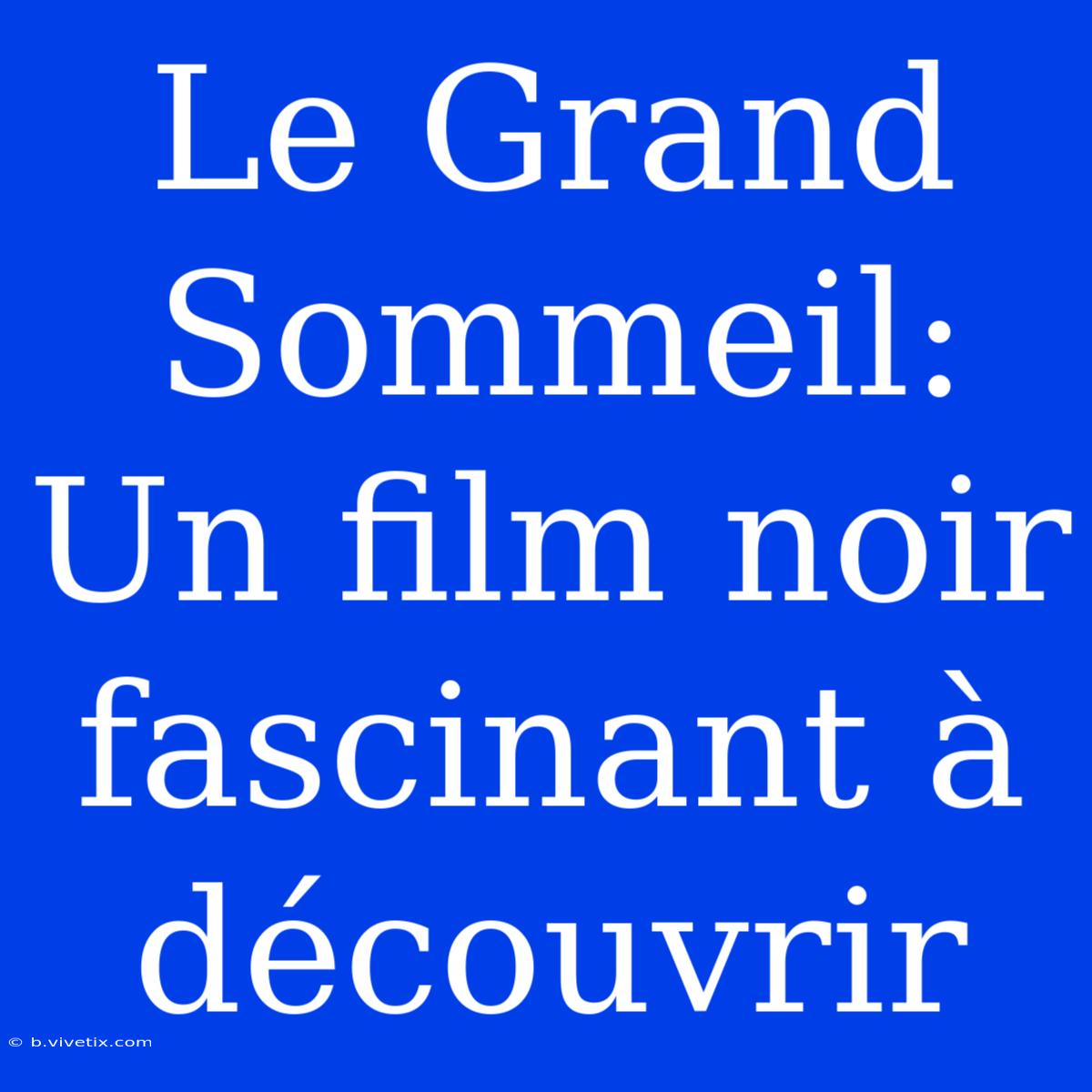 Le Grand Sommeil: Un Film Noir Fascinant À Découvrir