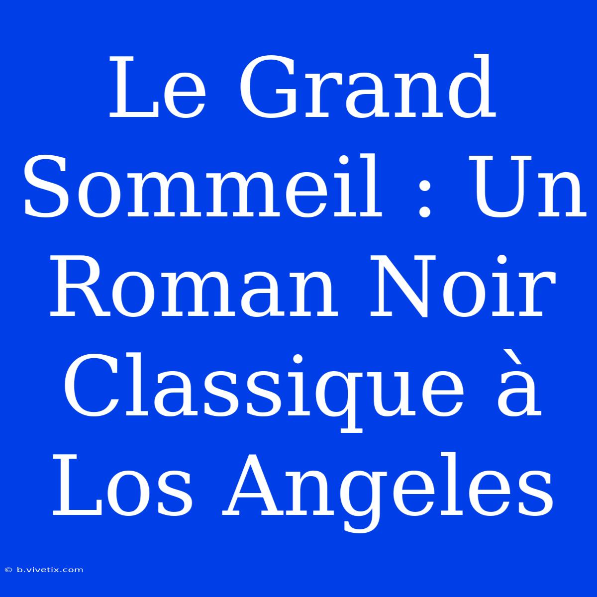 Le Grand Sommeil : Un Roman Noir Classique À Los Angeles