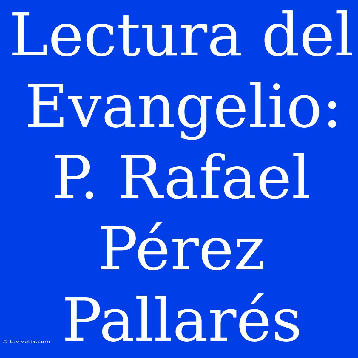 Lectura Del Evangelio: P. Rafael Pérez Pallarés