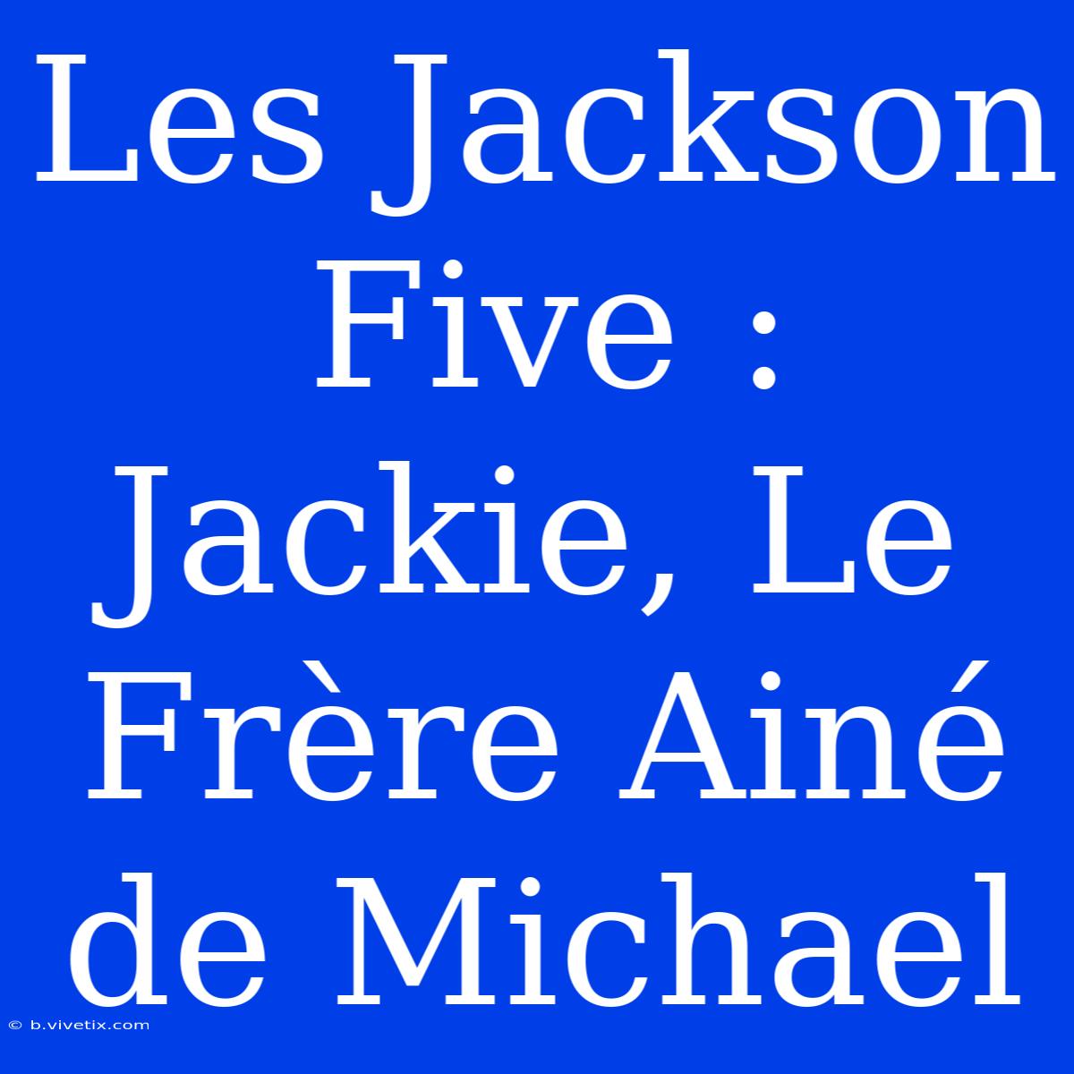 Les Jackson Five :  Jackie, Le Frère Ainé De Michael