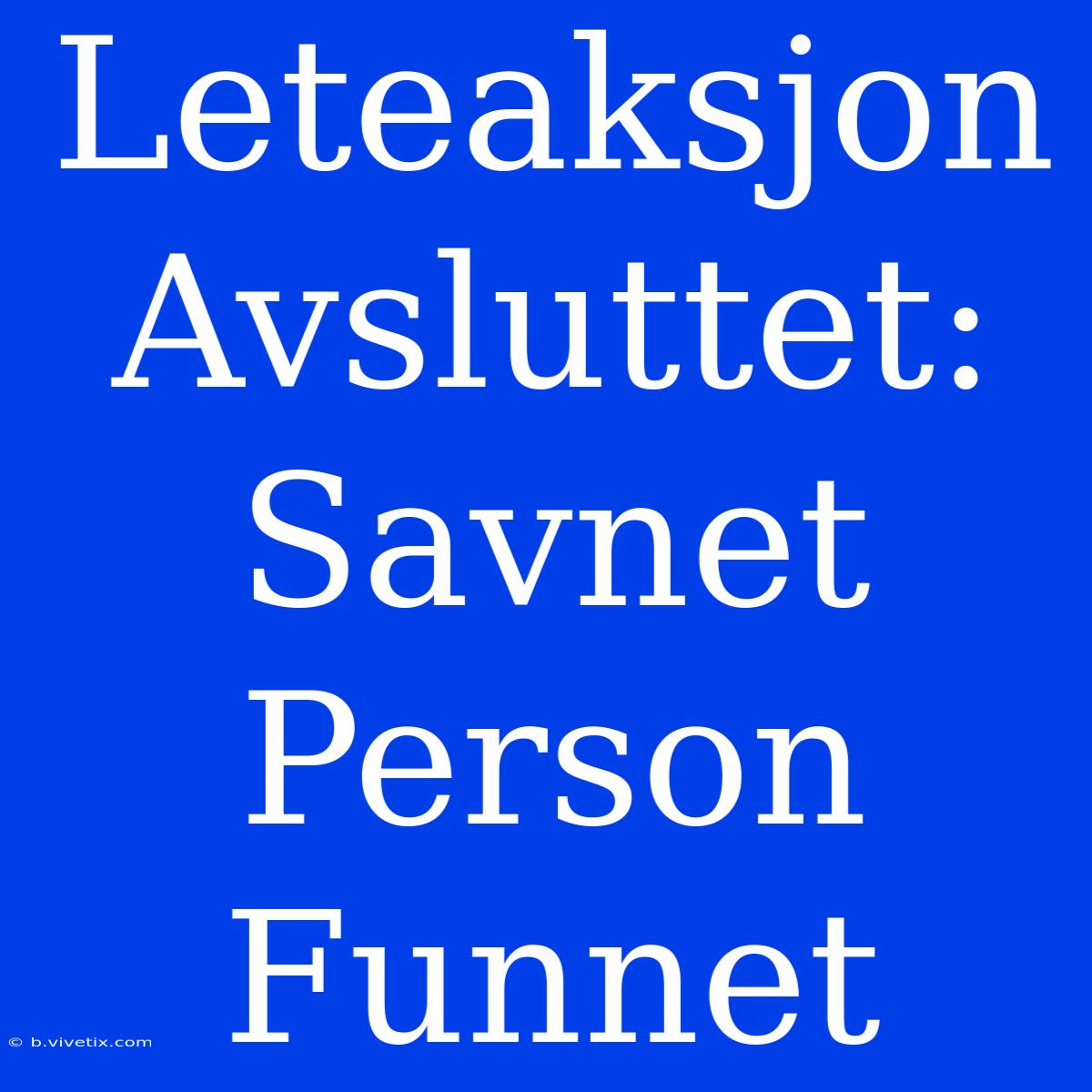 Leteaksjon Avsluttet: Savnet Person Funnet