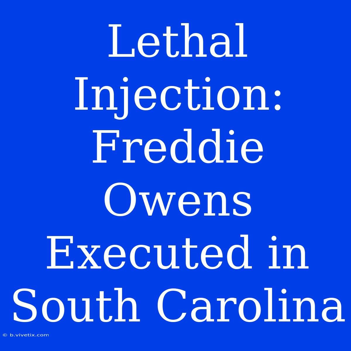 Lethal Injection: Freddie Owens Executed In South Carolina