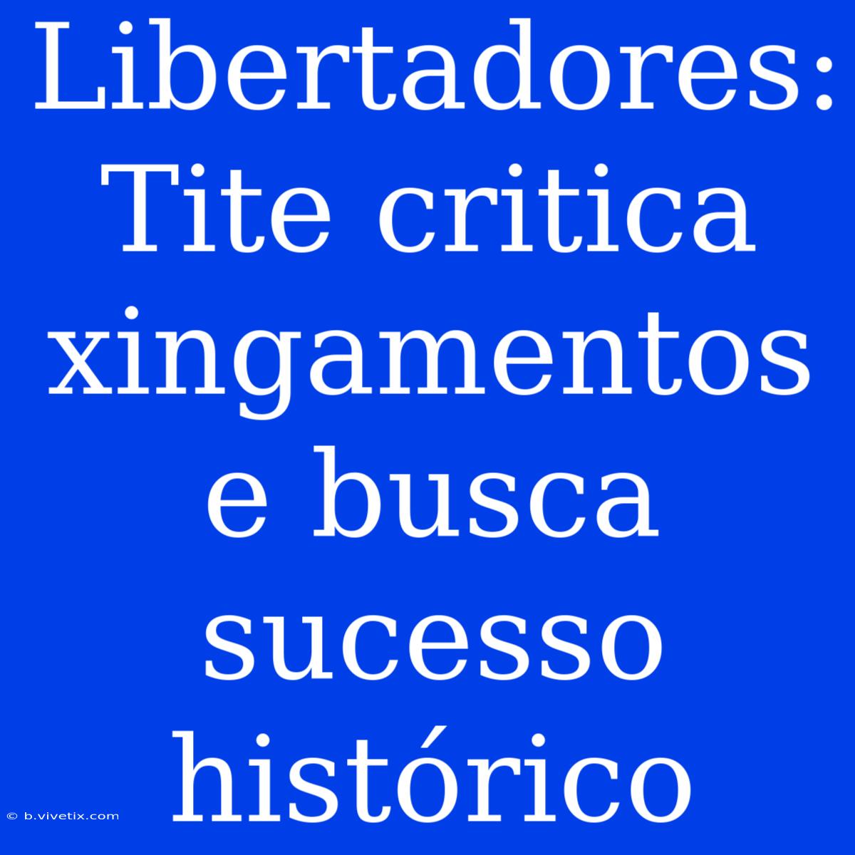 Libertadores: Tite Critica Xingamentos E Busca Sucesso Histórico 