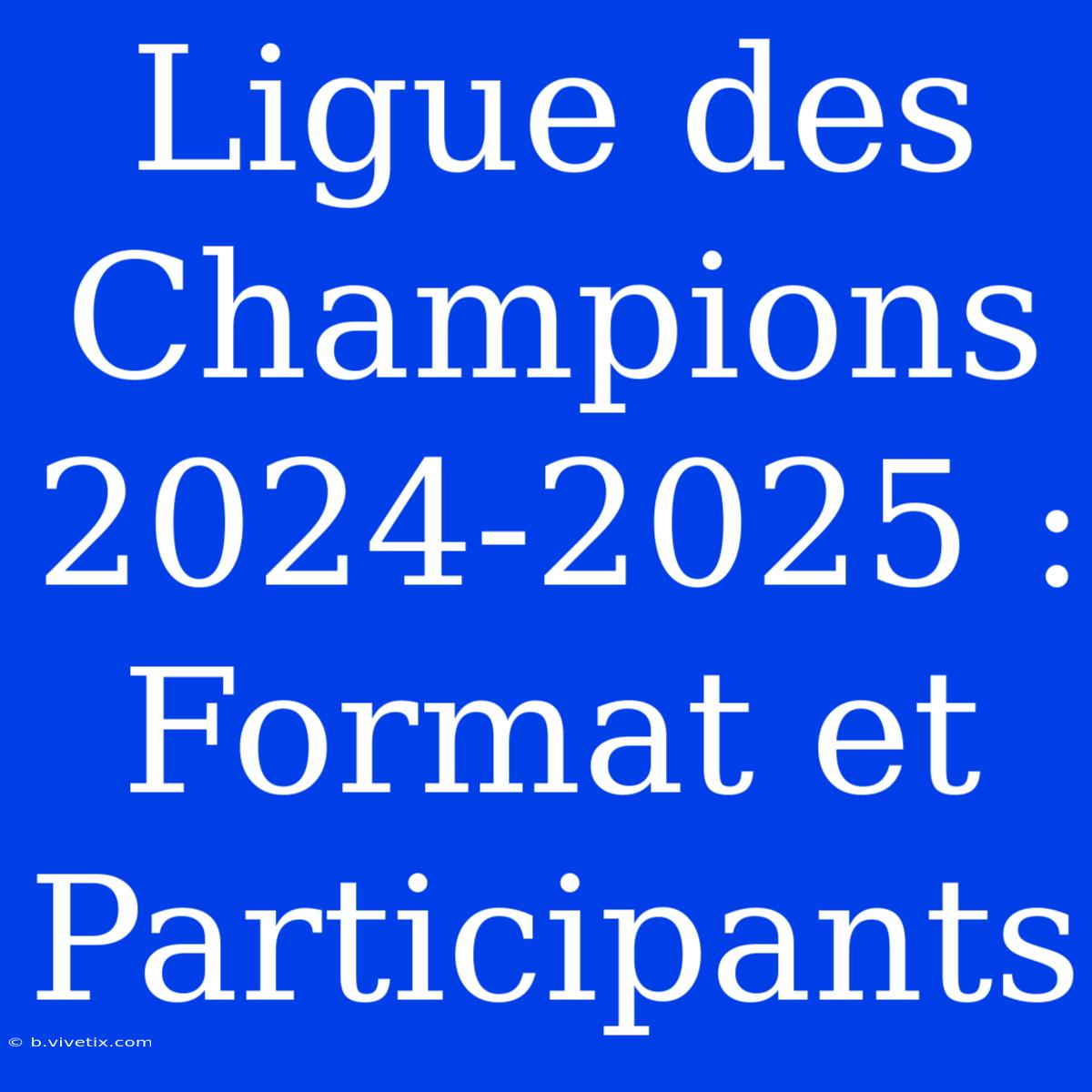 Ligue Des Champions 2024-2025 : Format Et Participants