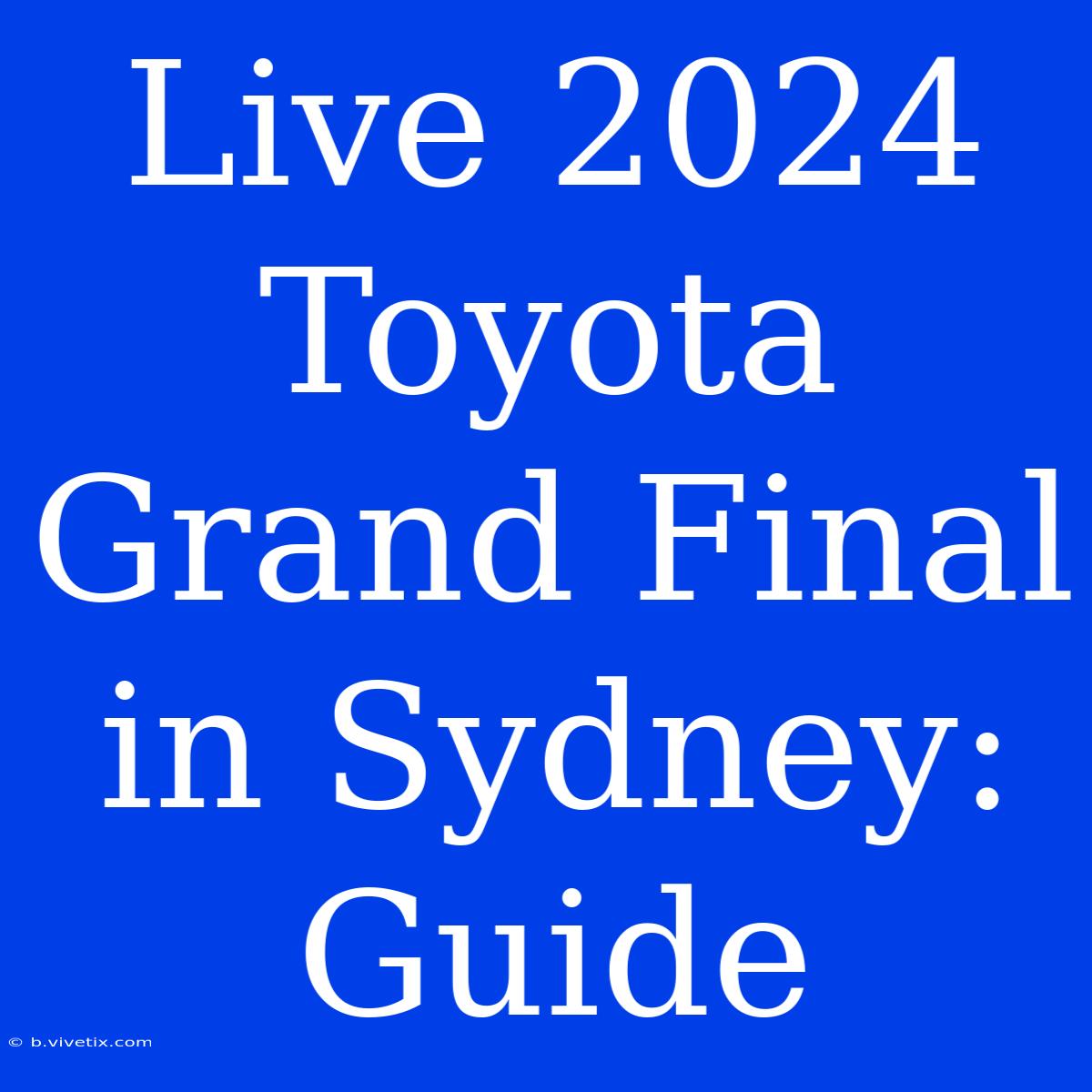 Live 2024 Toyota Grand Final In Sydney: Guide 