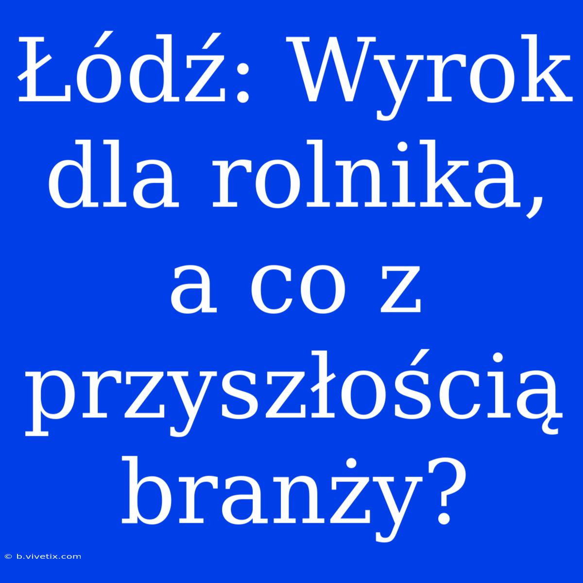 Łódź: Wyrok Dla Rolnika, A Co Z Przyszłością Branży?