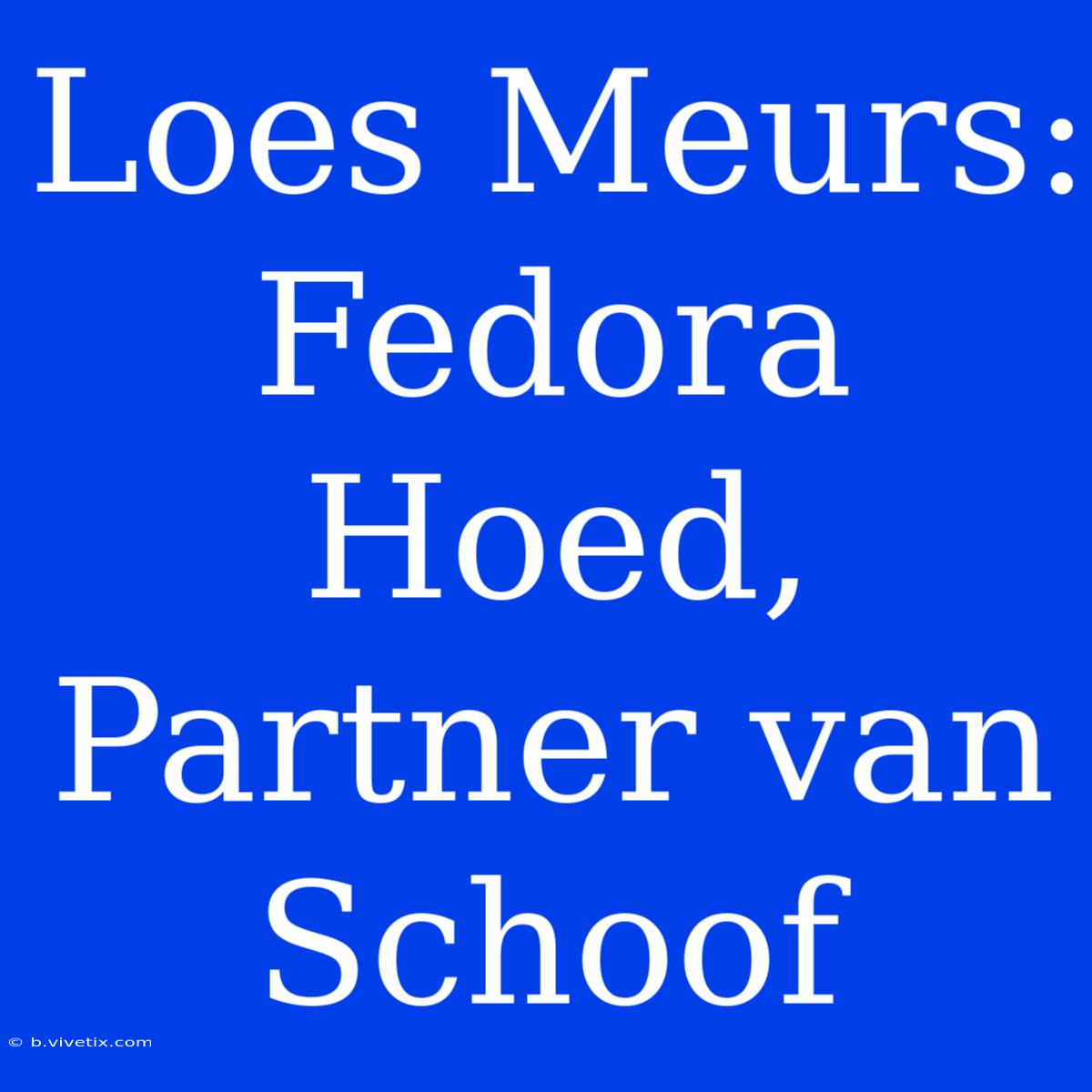 Loes Meurs: Fedora Hoed, Partner Van Schoof 