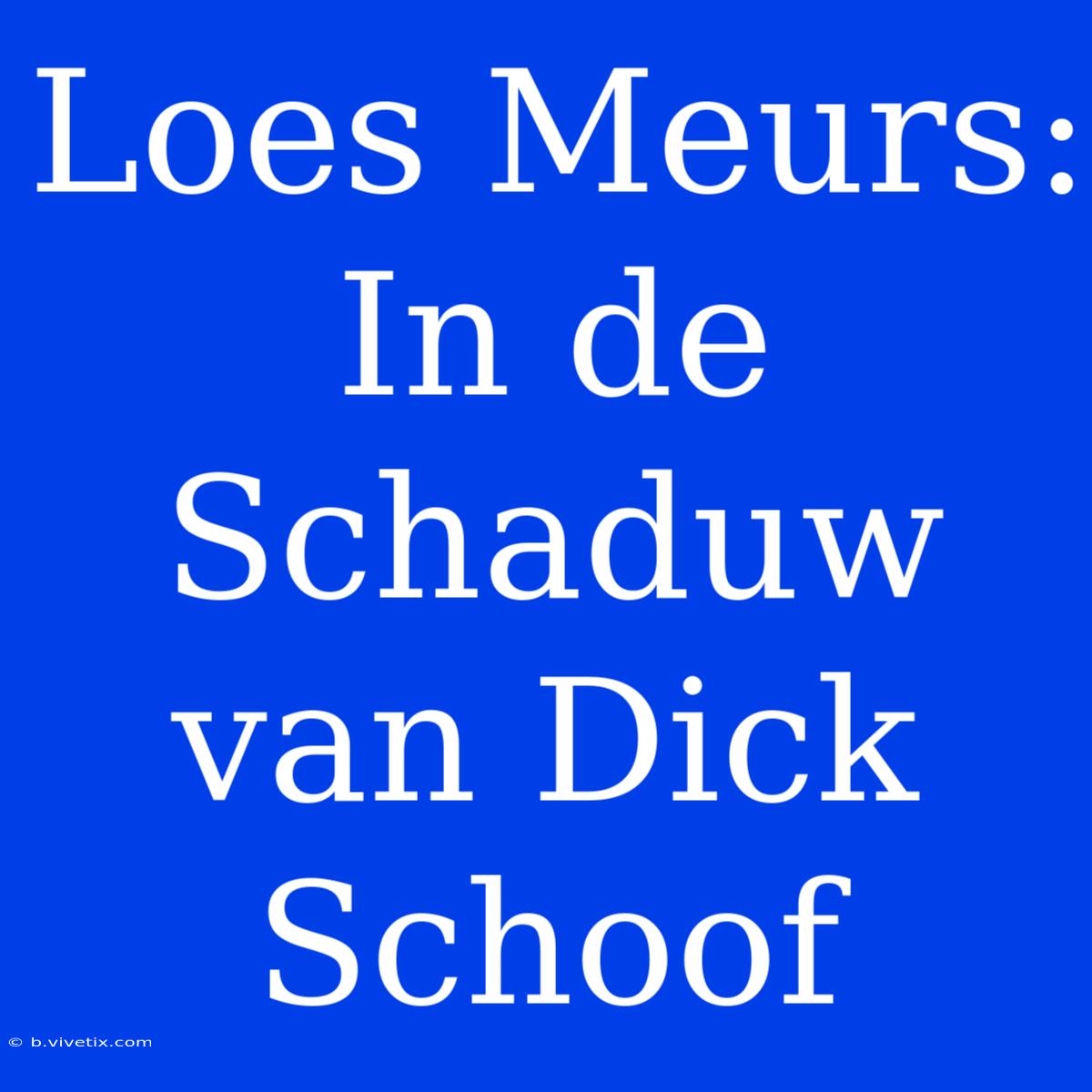 Loes Meurs: In De Schaduw Van Dick Schoof