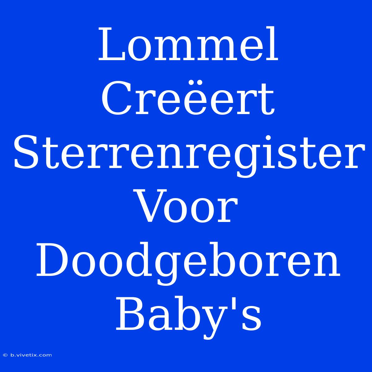 Lommel Creëert Sterrenregister Voor Doodgeboren Baby's