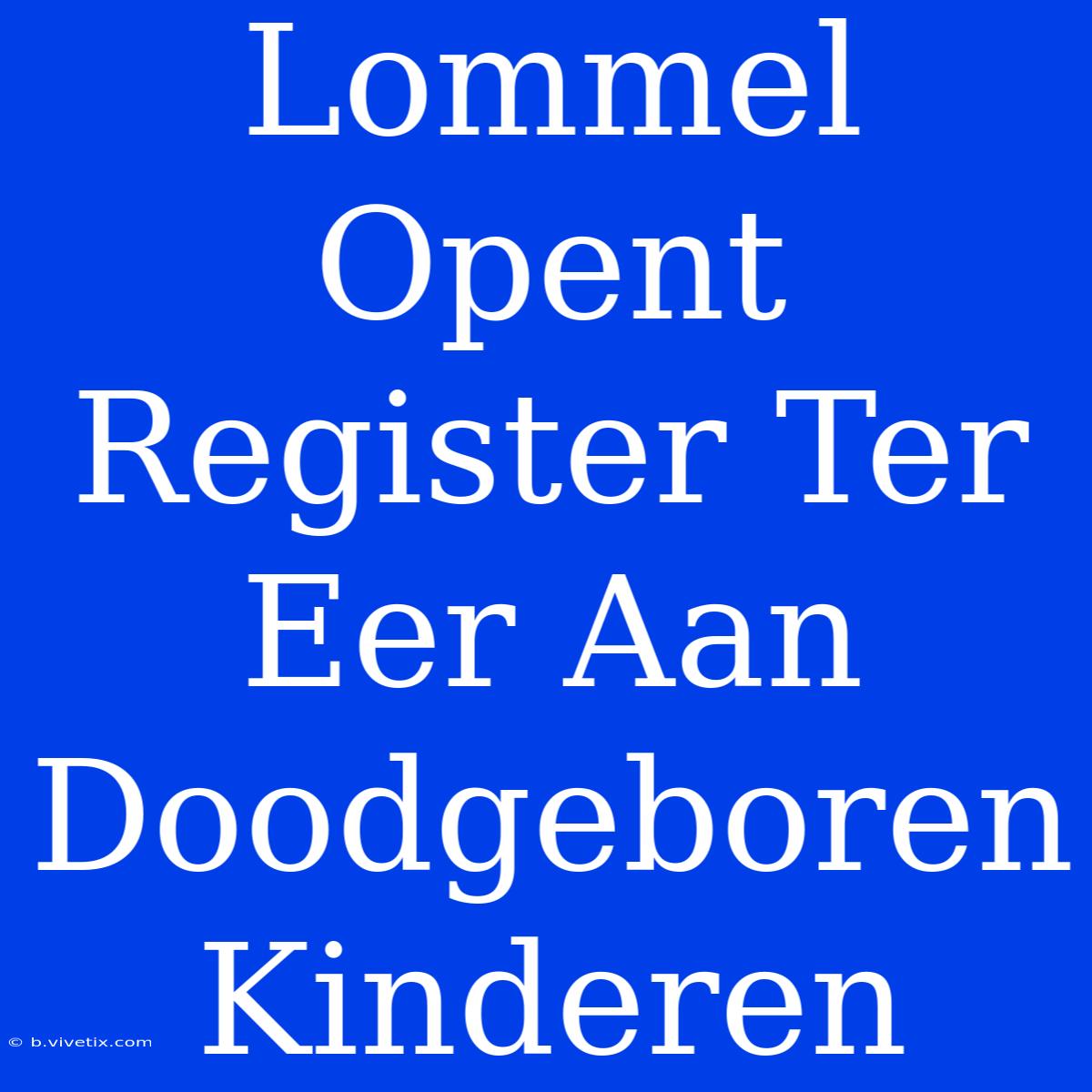 Lommel Opent Register Ter Eer Aan Doodgeboren Kinderen