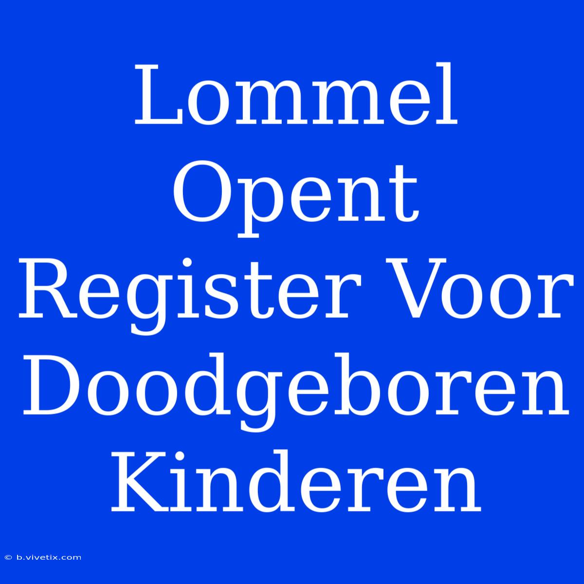 Lommel Opent Register Voor Doodgeboren Kinderen