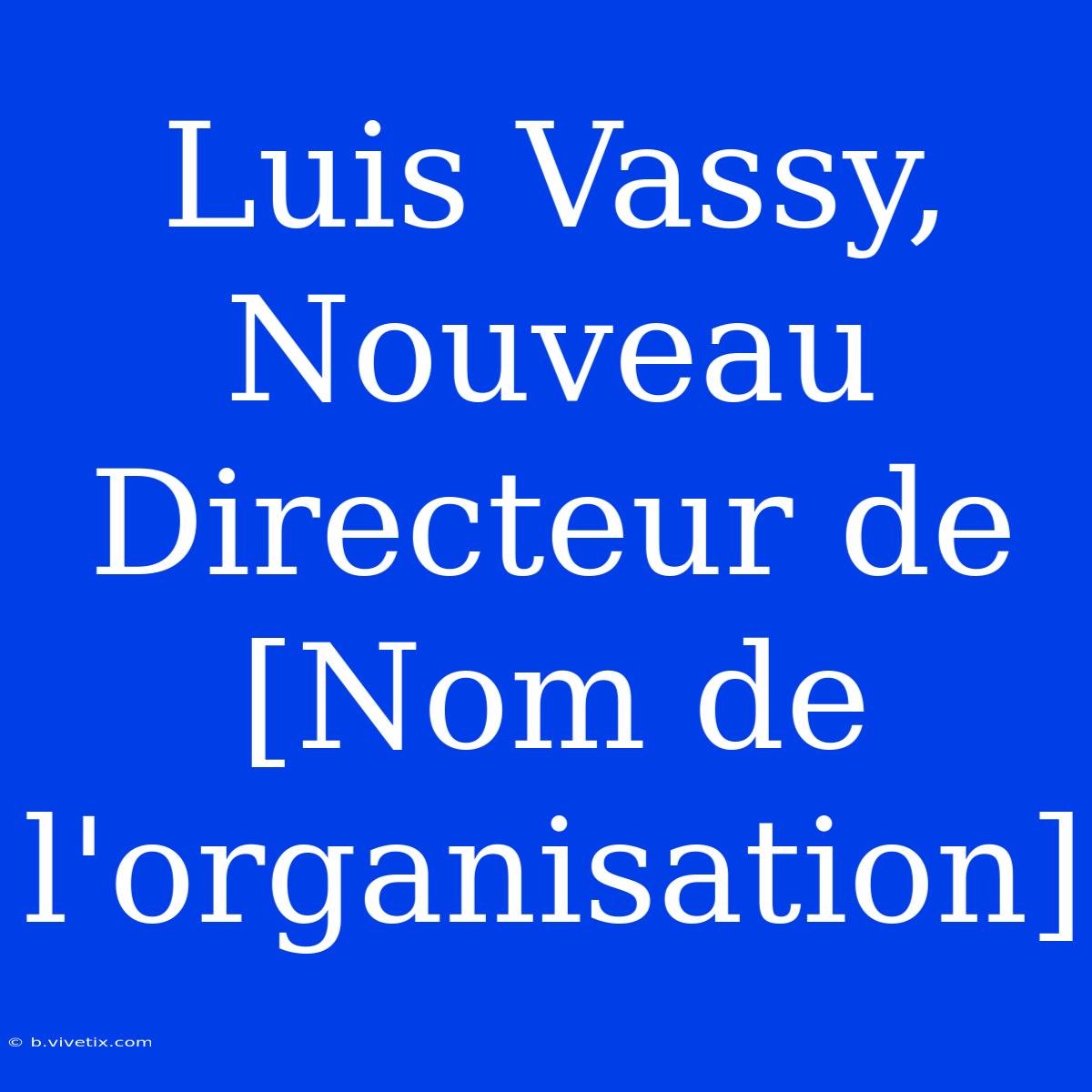 Luis Vassy, Nouveau Directeur De [Nom De L'organisation]