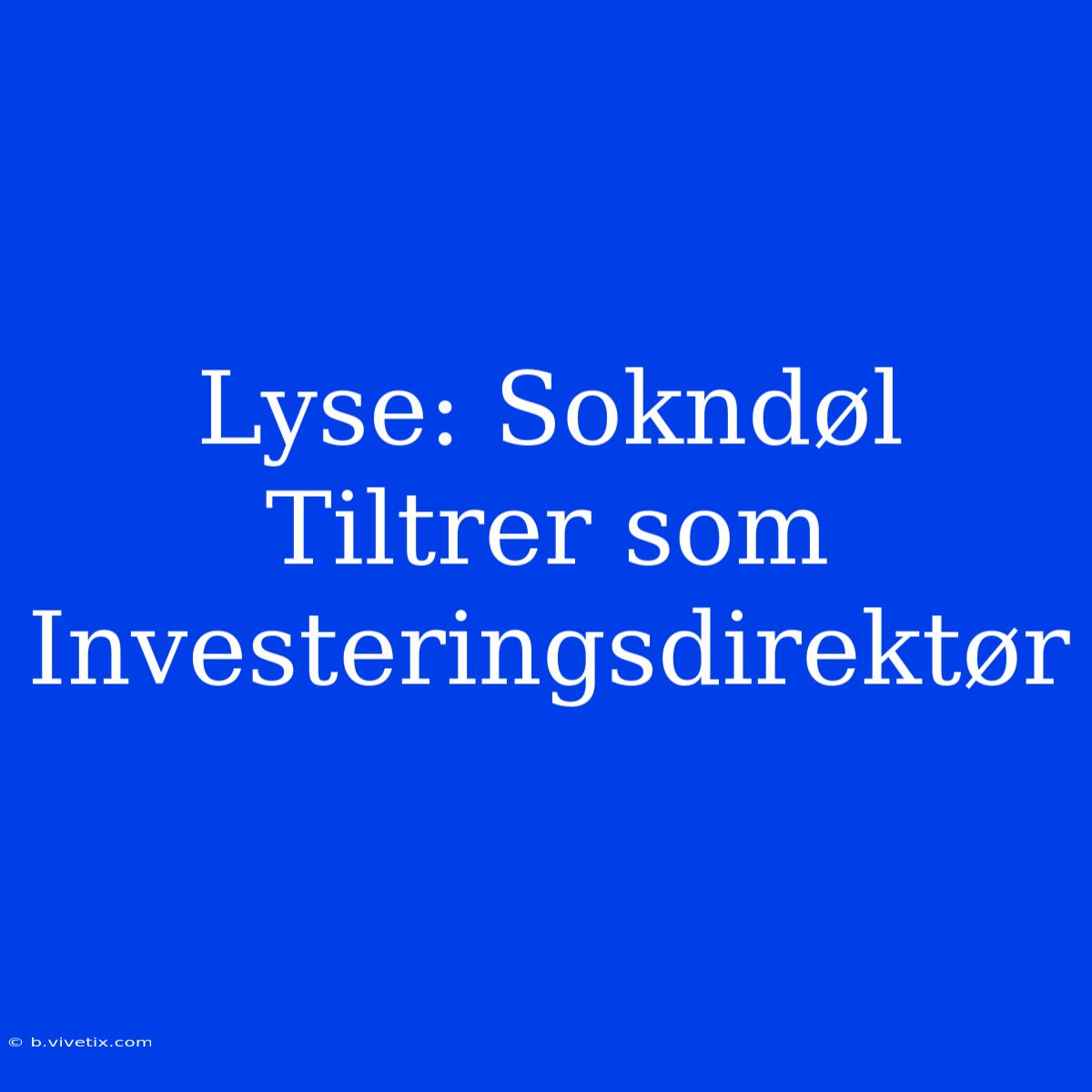 Lyse: Sokndøl Tiltrer Som Investeringsdirektør