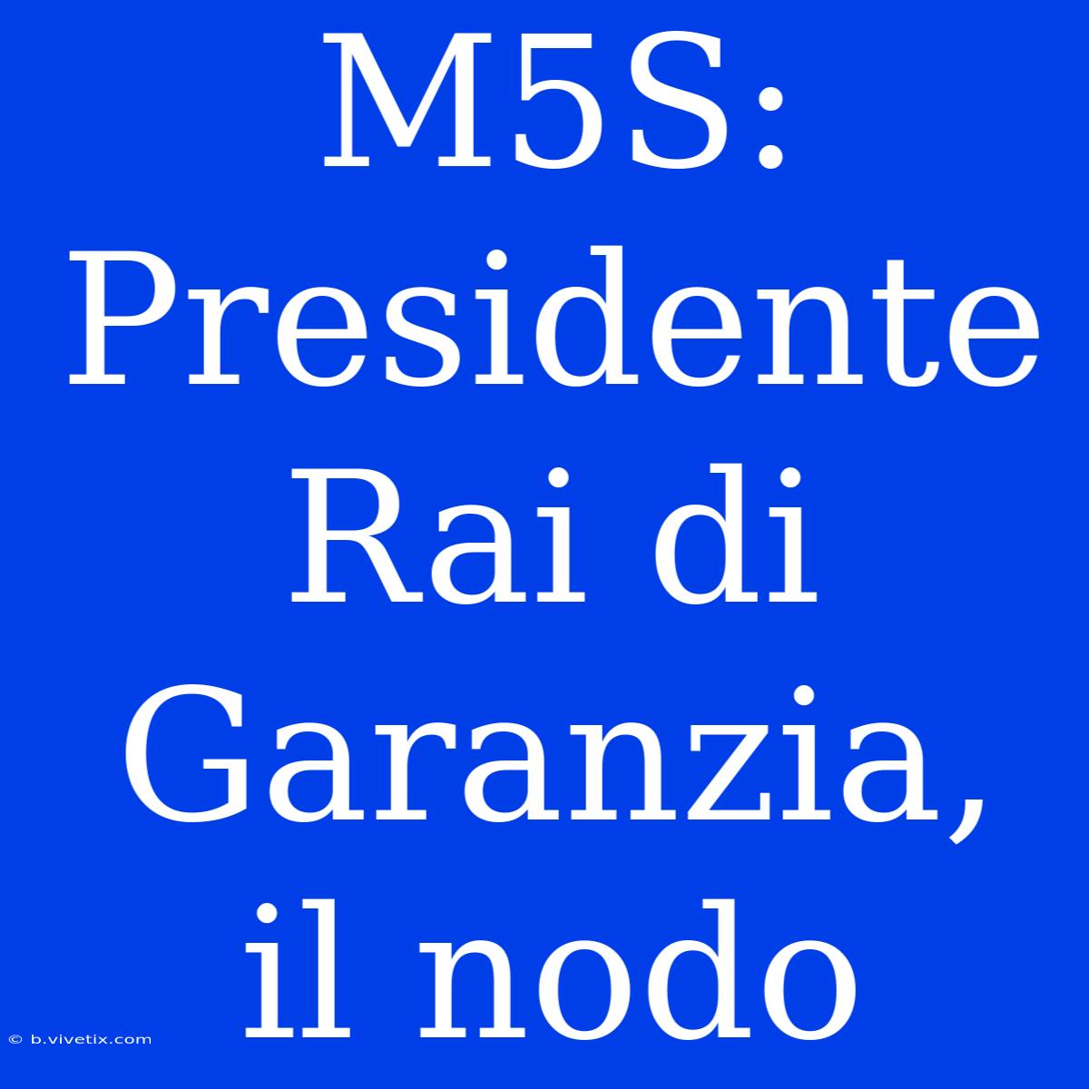 M5S: Presidente Rai Di Garanzia, Il Nodo