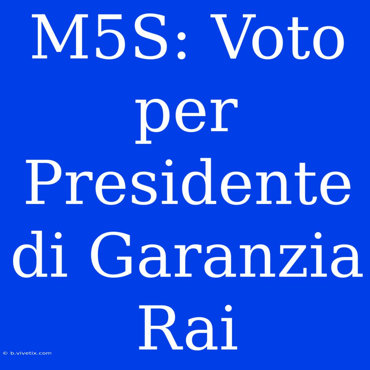 M5S: Voto Per Presidente Di Garanzia Rai